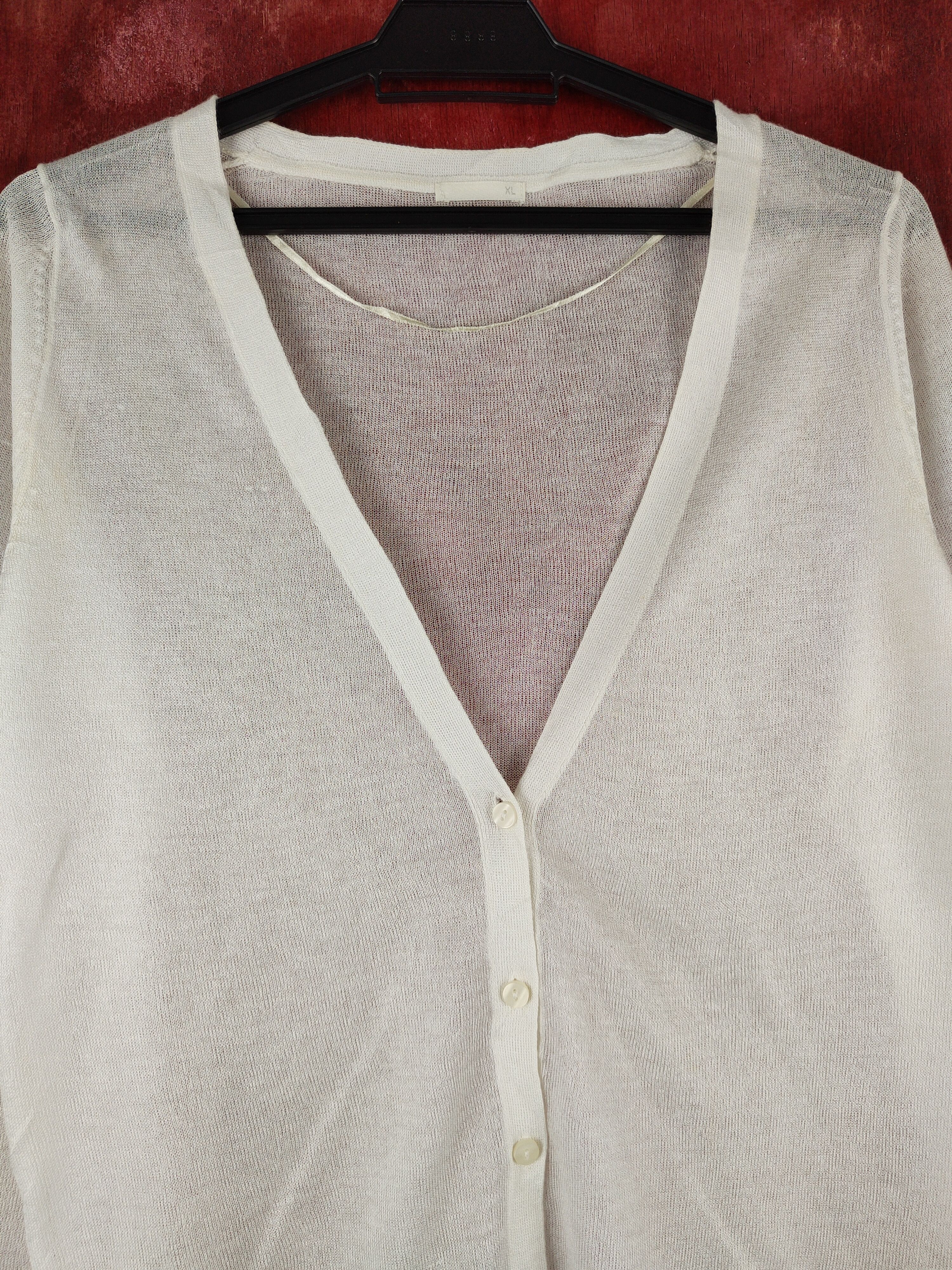 GU GU White Crochet Meshnet Knitwear Cardigan #S1159 Size XL / US 12-14 / IT 48-50 - 2 Thumbnail