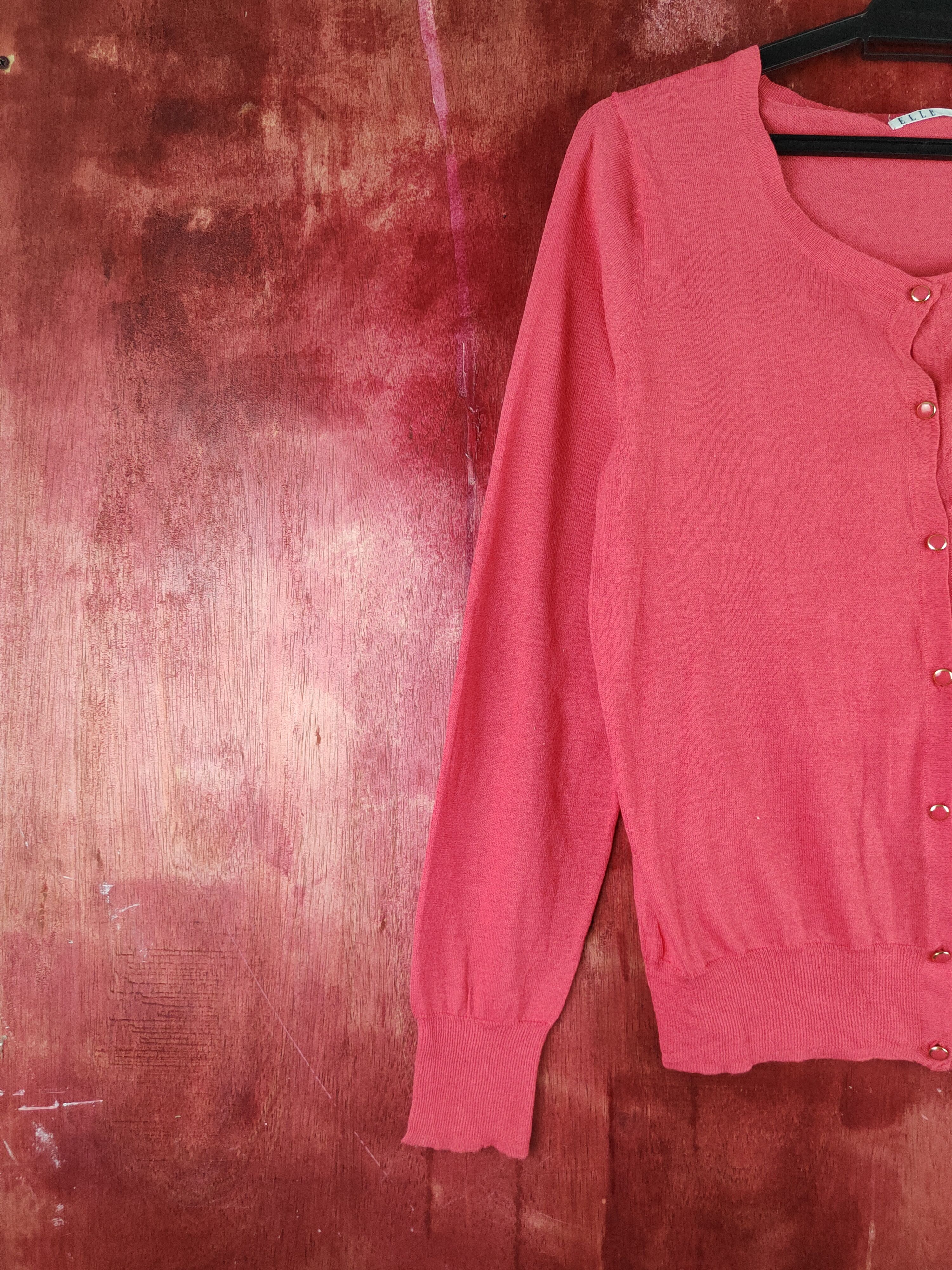 Japanese Brand Elle Red Knitwear Cardigan #S1182 Size S / US 4 / IT 40 - 3 Thumbnail