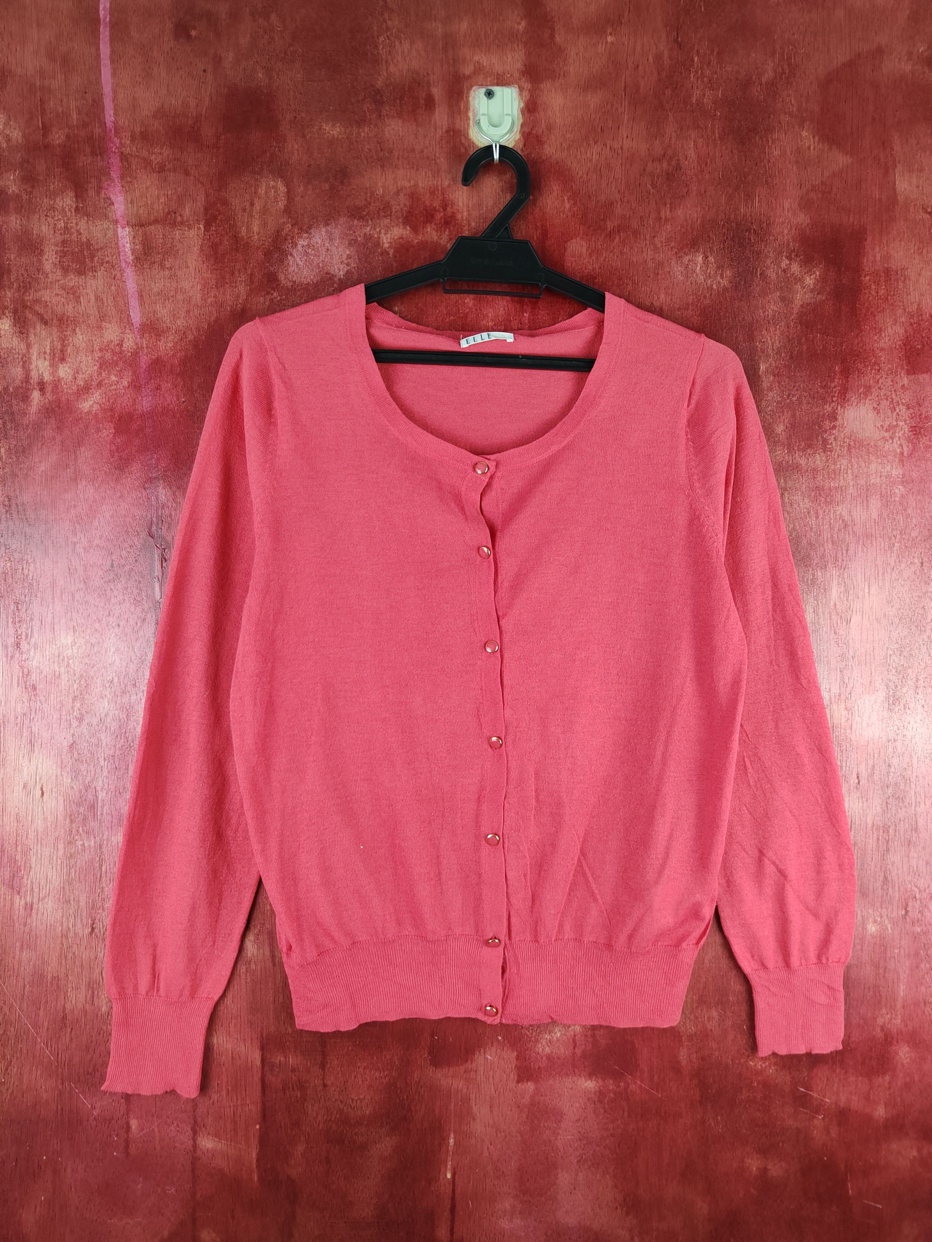 Japanese Brand Elle Red Knitwear Cardigan #S1182 Size S / US 4 / IT 40 - 1 Thumbnail