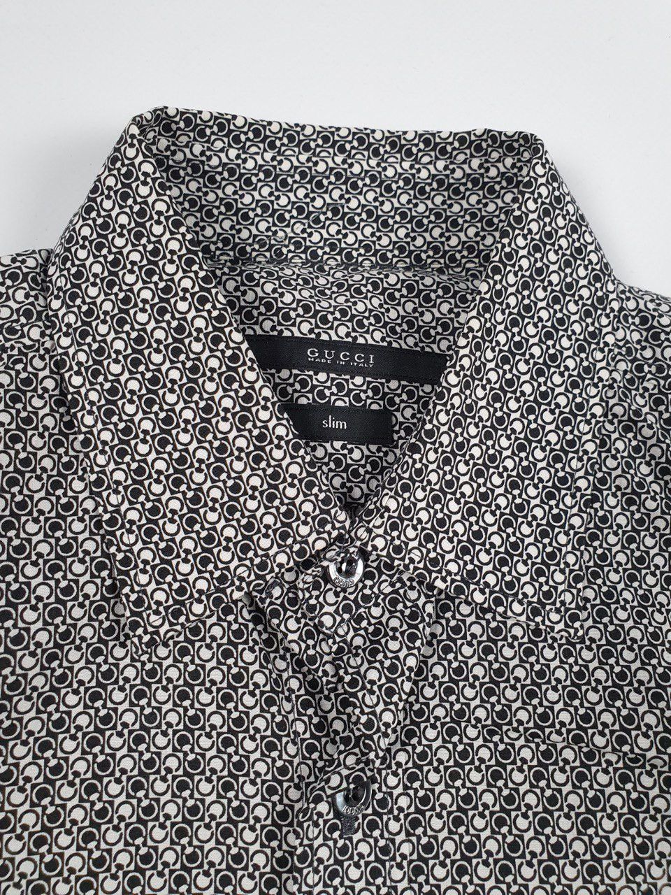 Pre-owned Gucci Tom Ford Monogram Logo Shirt Button Up In Black