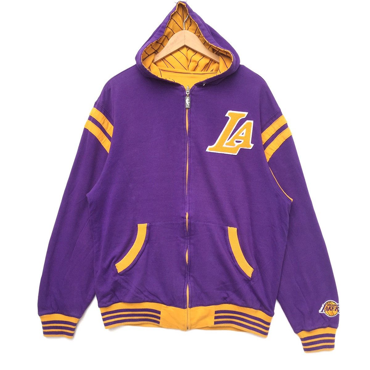 NBA Lakers Reversible Big Logo Spell Out Embroidered Hoodie | L Size US L / EU 52-54 / 3 - 2 Thumbnail
