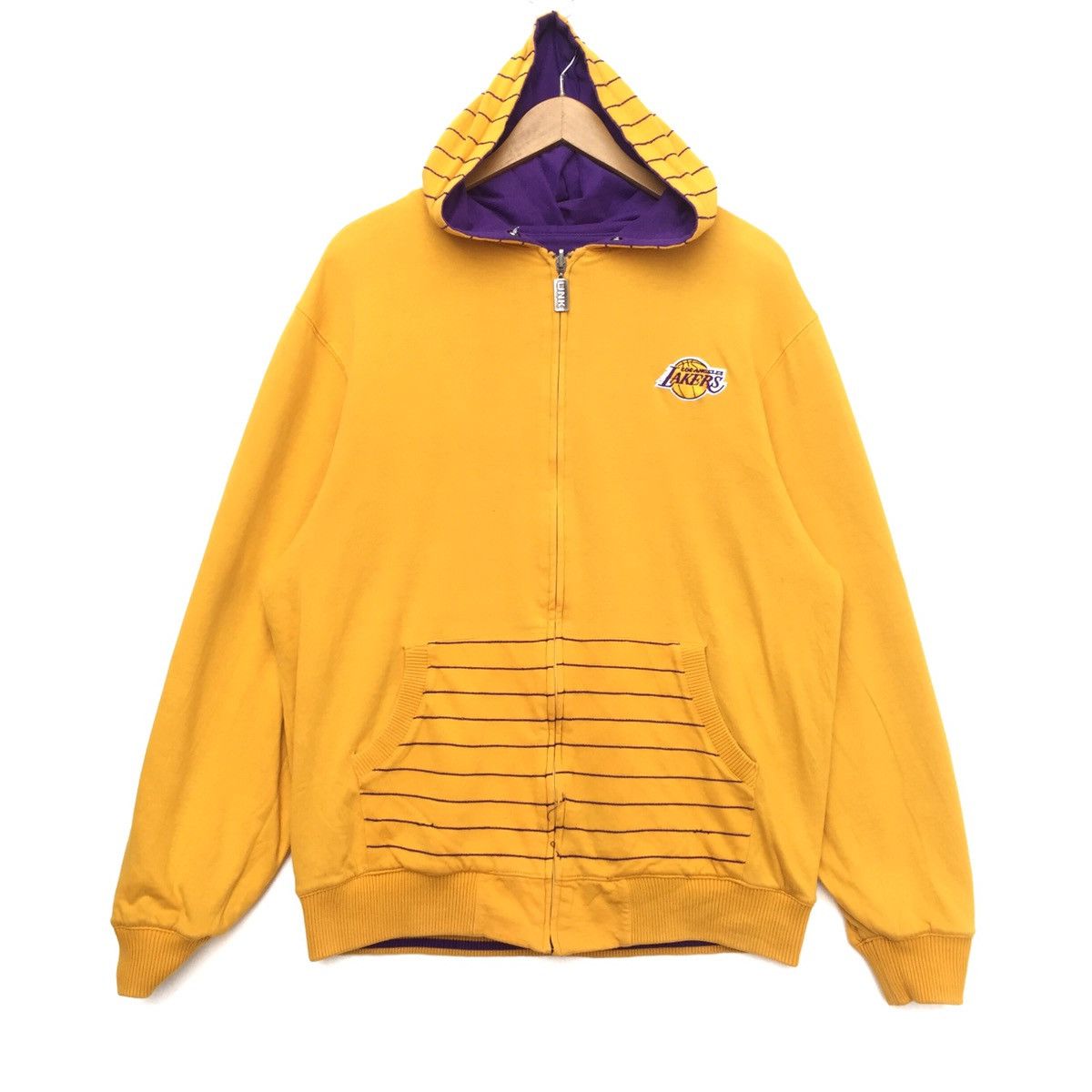 NBA Lakers Reversible Big Logo Spell Out Embroidered Hoodie | L Size US L / EU 52-54 / 3 - 4 Thumbnail