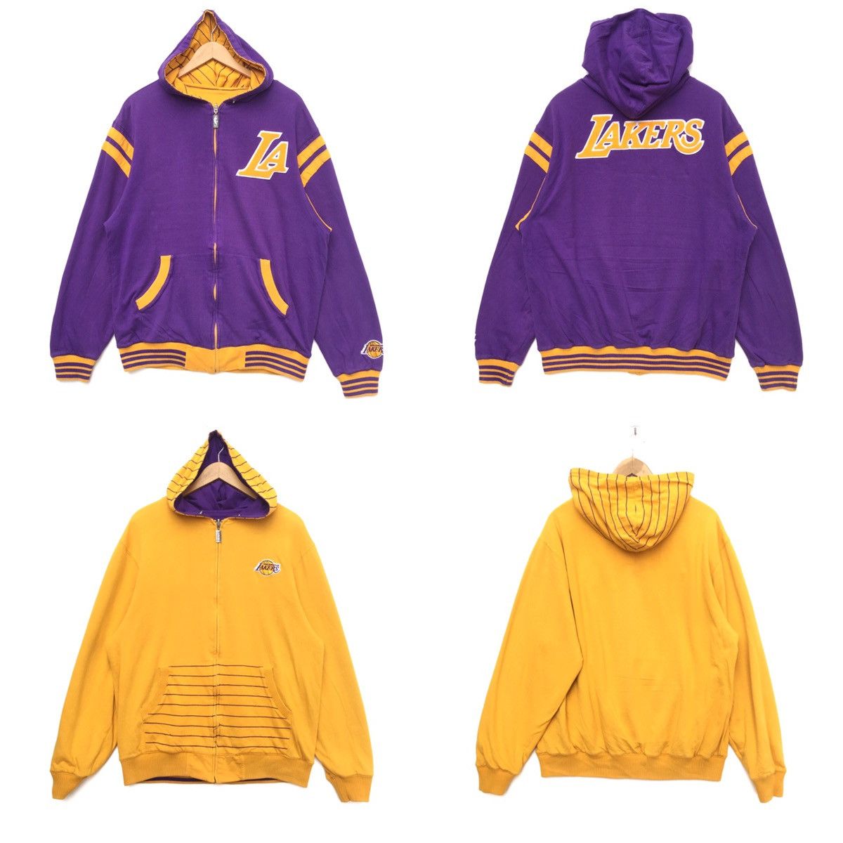 NBA Lakers Reversible Big Logo Spell Out Embroidered Hoodie | L Size US L / EU 52-54 / 3 - 1 Thumbnail