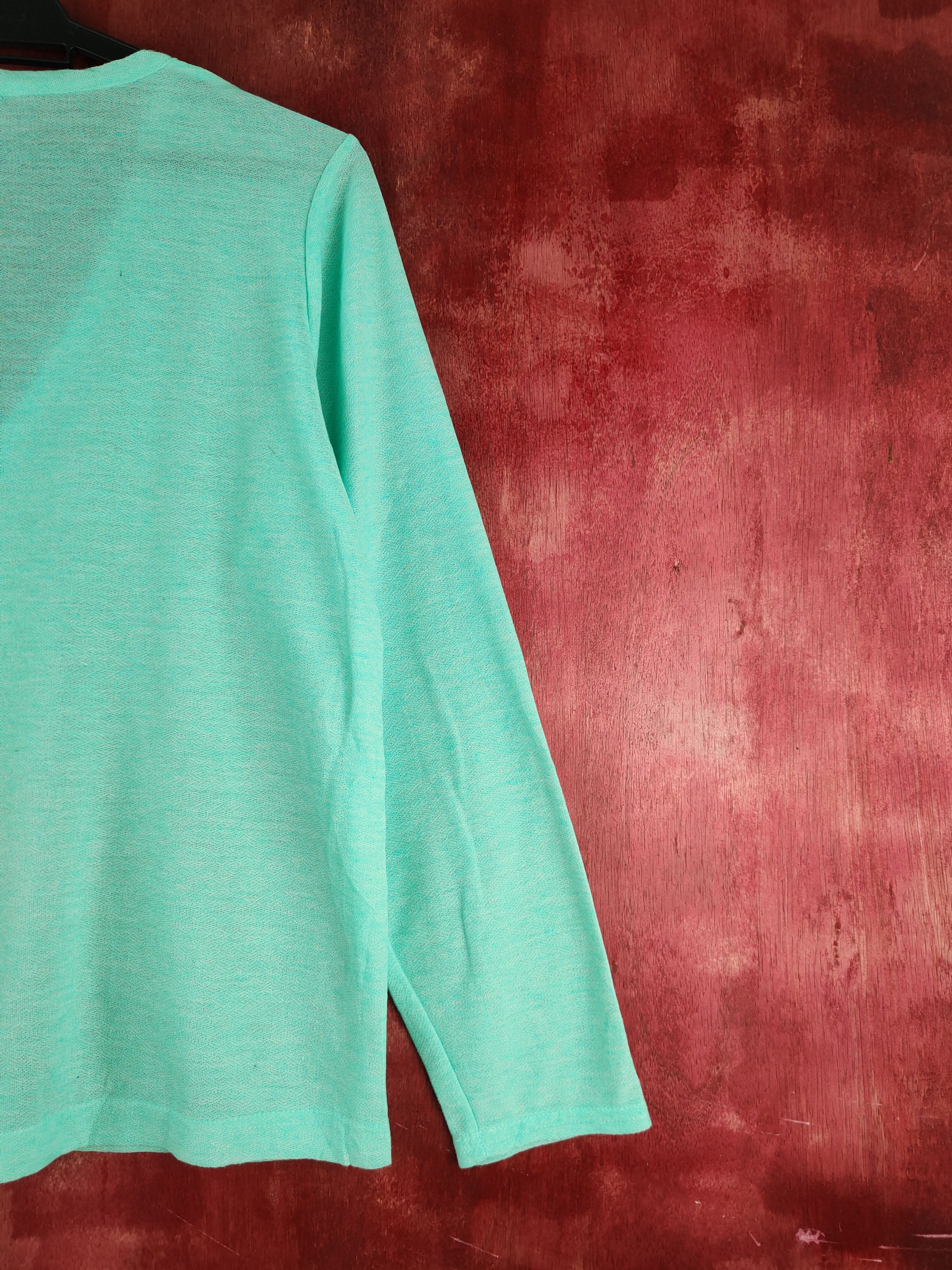 Japanese Brand Japan vintage Turquoise Crochet Meshnet Knit Cardigan #S1181 Size L / US 10 / IT 46 - 9 Thumbnail