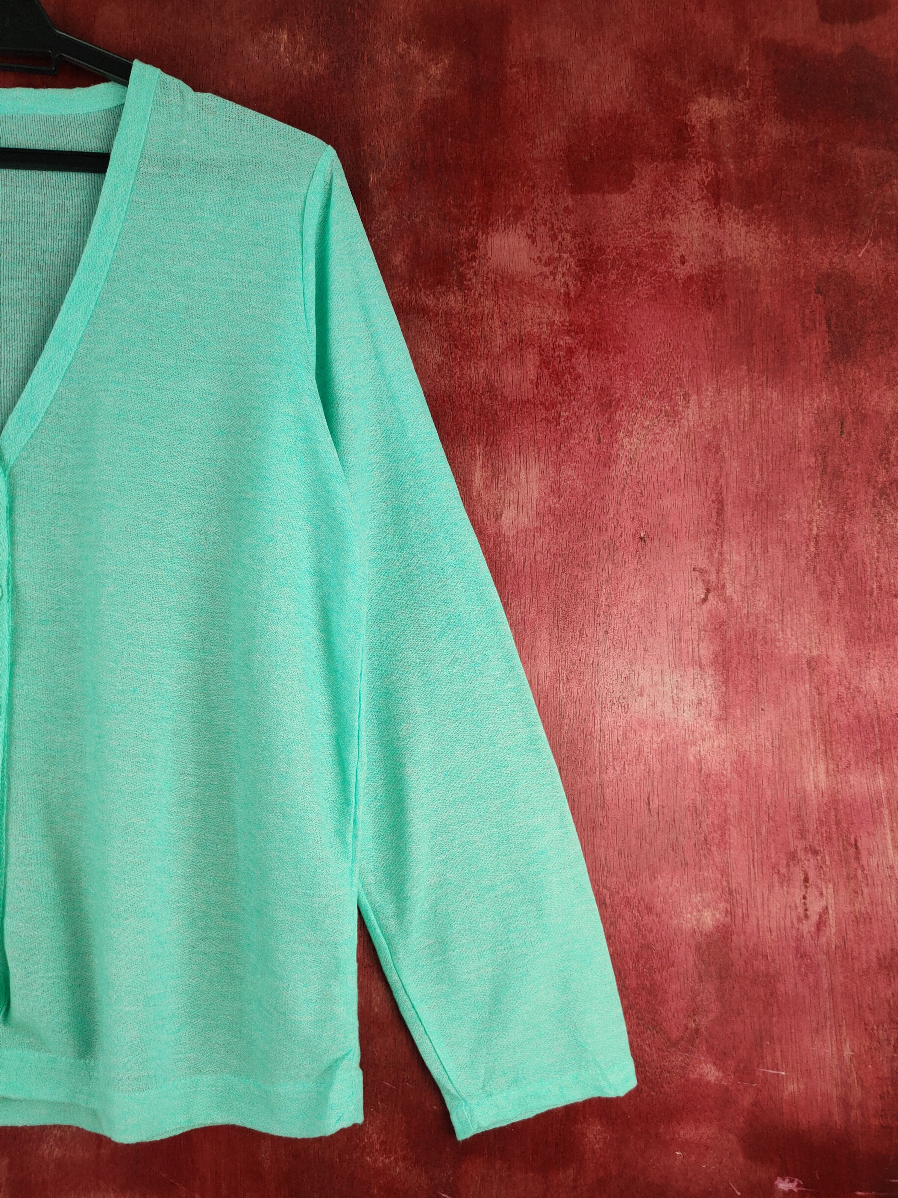 Japanese Brand Japan vintage Turquoise Crochet Meshnet Knit Cardigan #S1181 Size L / US 10 / IT 46 - 5 Thumbnail