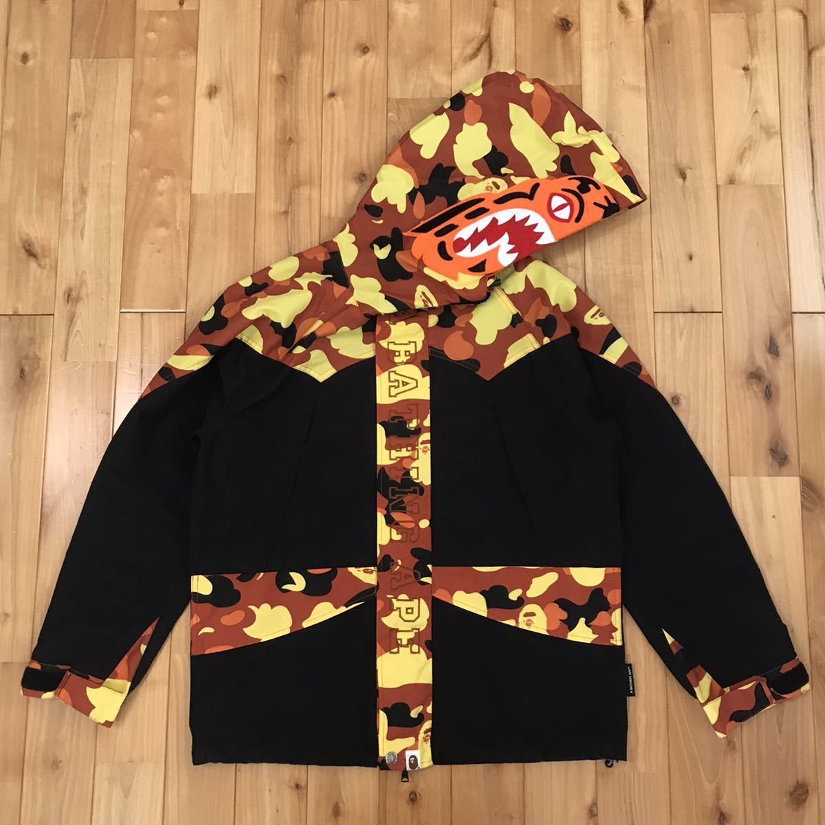 image of Bape Tiger Hoodie Snowboard Jacket Orange Camo, Men's (Size Medium)