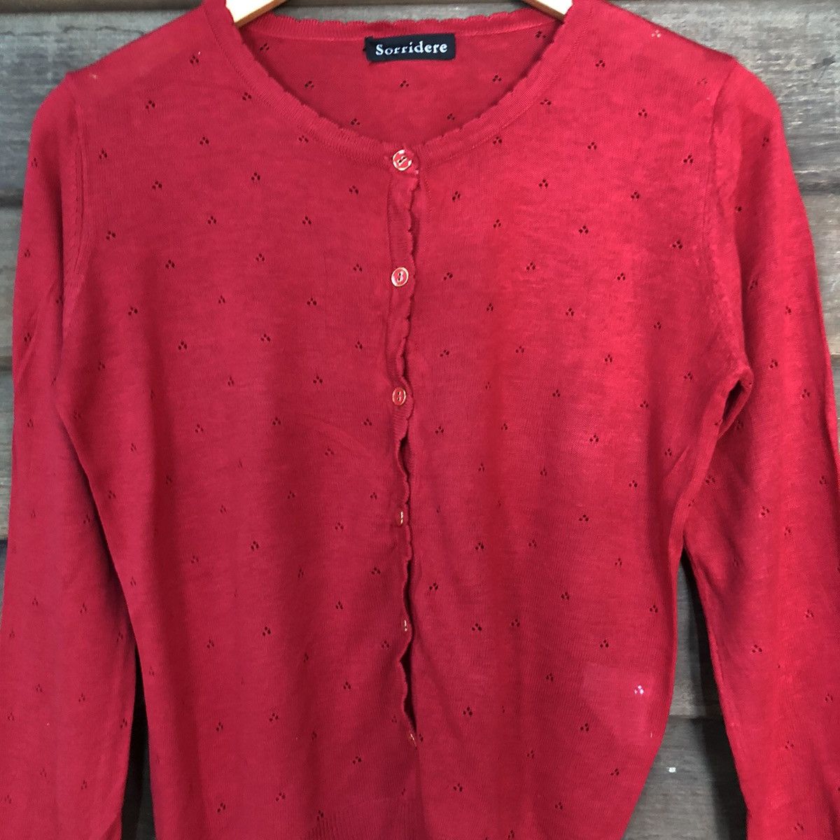 Japanese Brand Sorridere Red Patterned Cardigans Knitwear #7294 Size S / US 4 / IT 40 - 5 Thumbnail