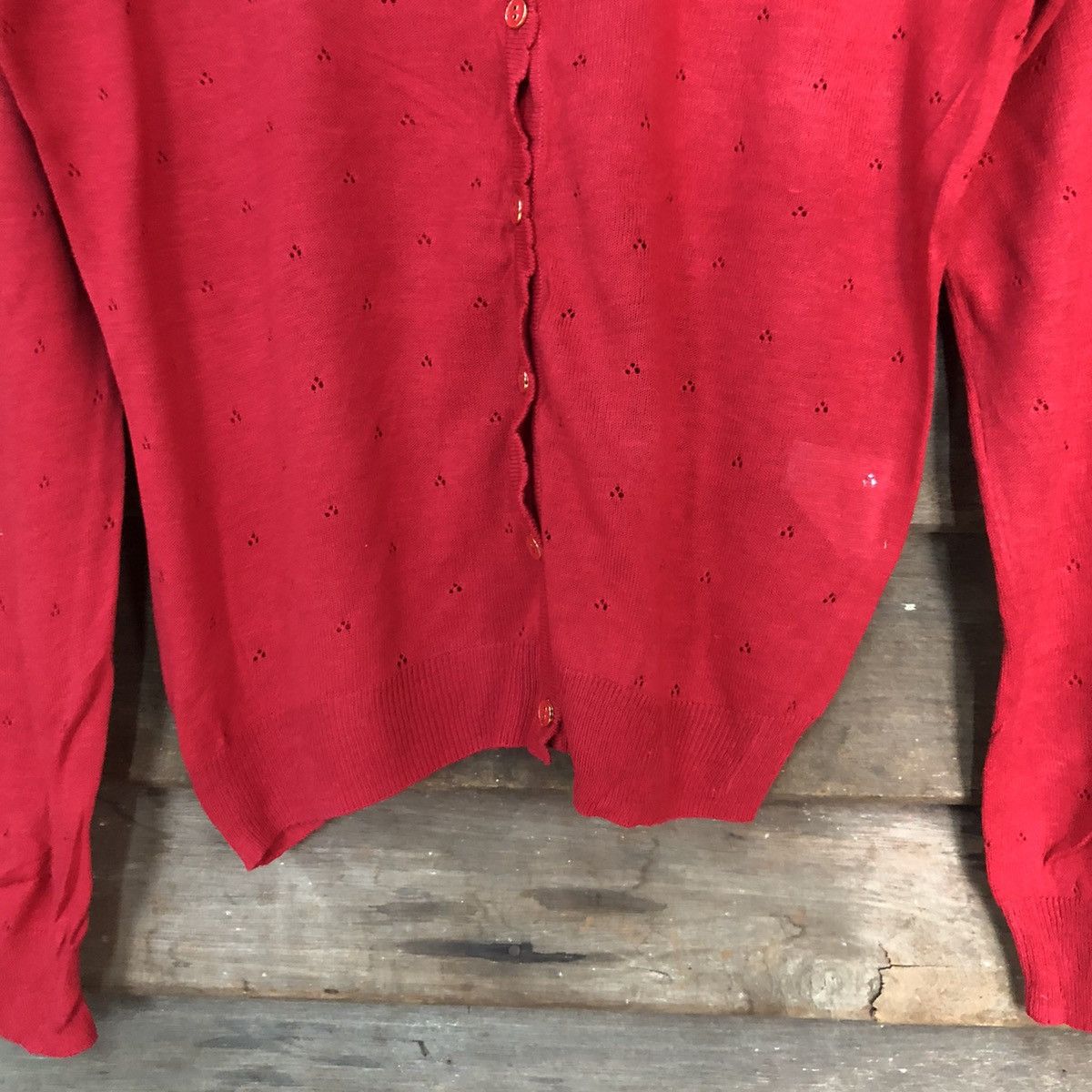 Japanese Brand Sorridere Red Patterned Cardigans Knitwear #7294 Size S / US 4 / IT 40 - 6 Thumbnail