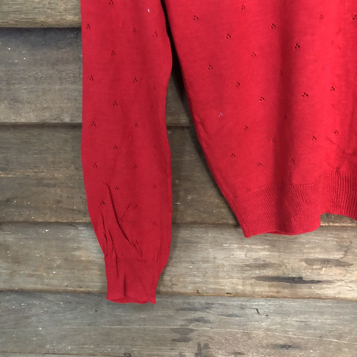 Japanese Brand Sorridere Red Patterned Cardigans Knitwear #7294 Size S / US 4 / IT 40 - 10 Thumbnail