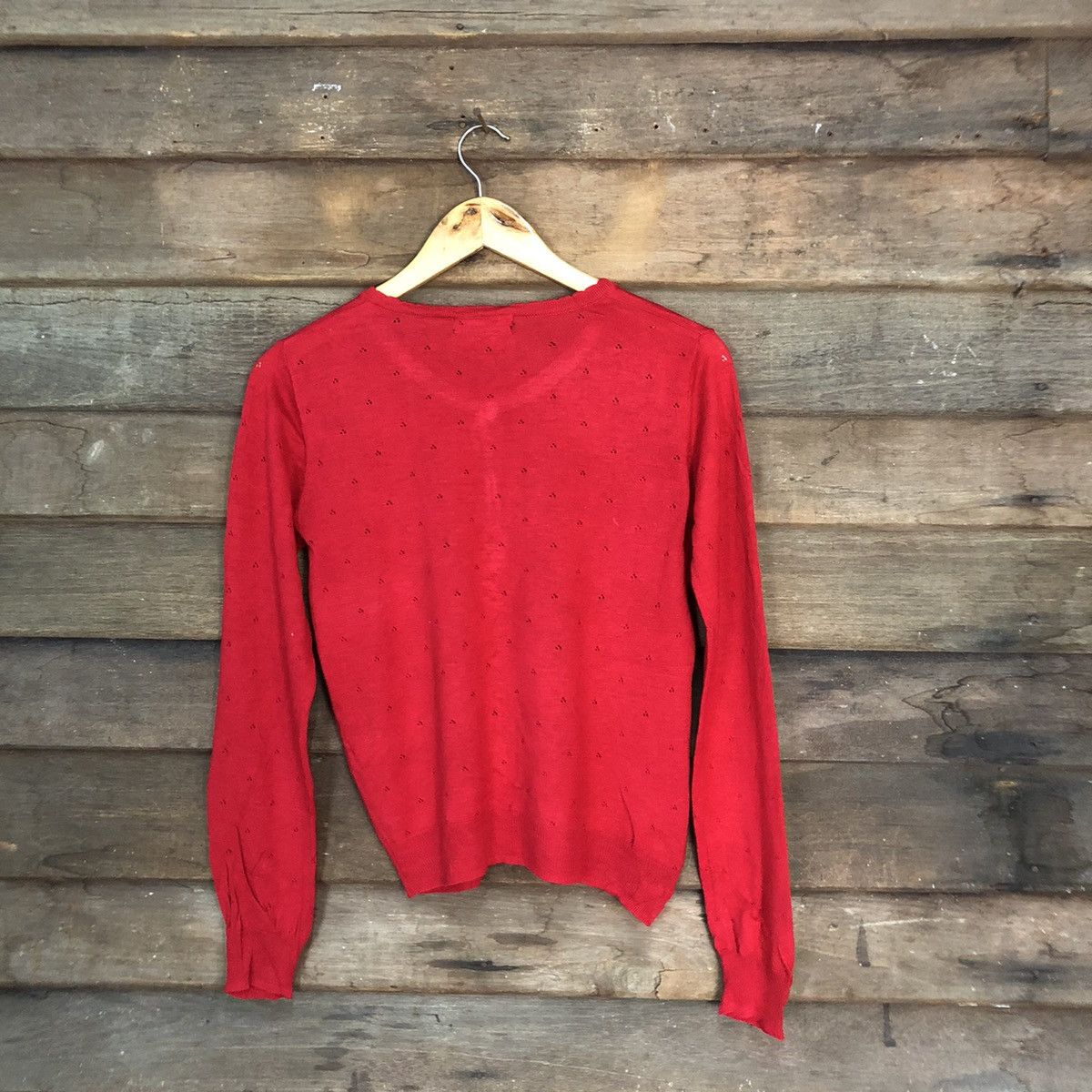 Japanese Brand Sorridere Red Patterned Cardigans Knitwear #7294 Size S / US 4 / IT 40 - 9 Thumbnail