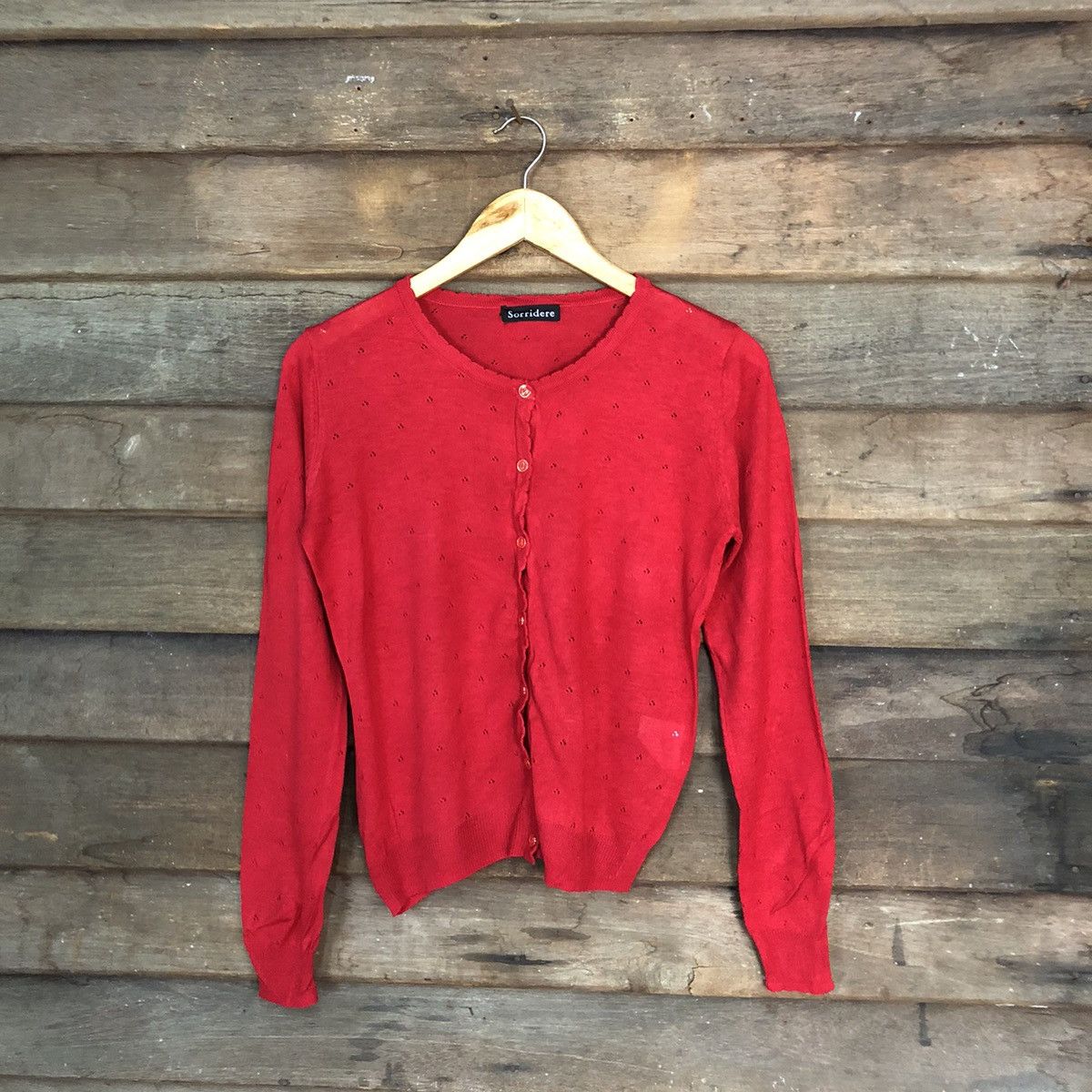 Japanese Brand Sorridere Red Patterned Cardigans Knitwear #7294 Size S / US 4 / IT 40 - 1 Thumbnail