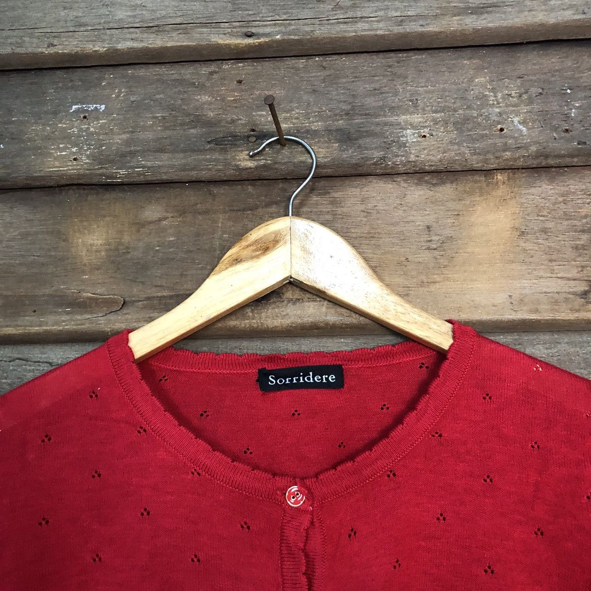 Japanese Brand Sorridere Red Patterned Cardigans Knitwear #7294 Size S / US 4 / IT 40 - 4 Thumbnail