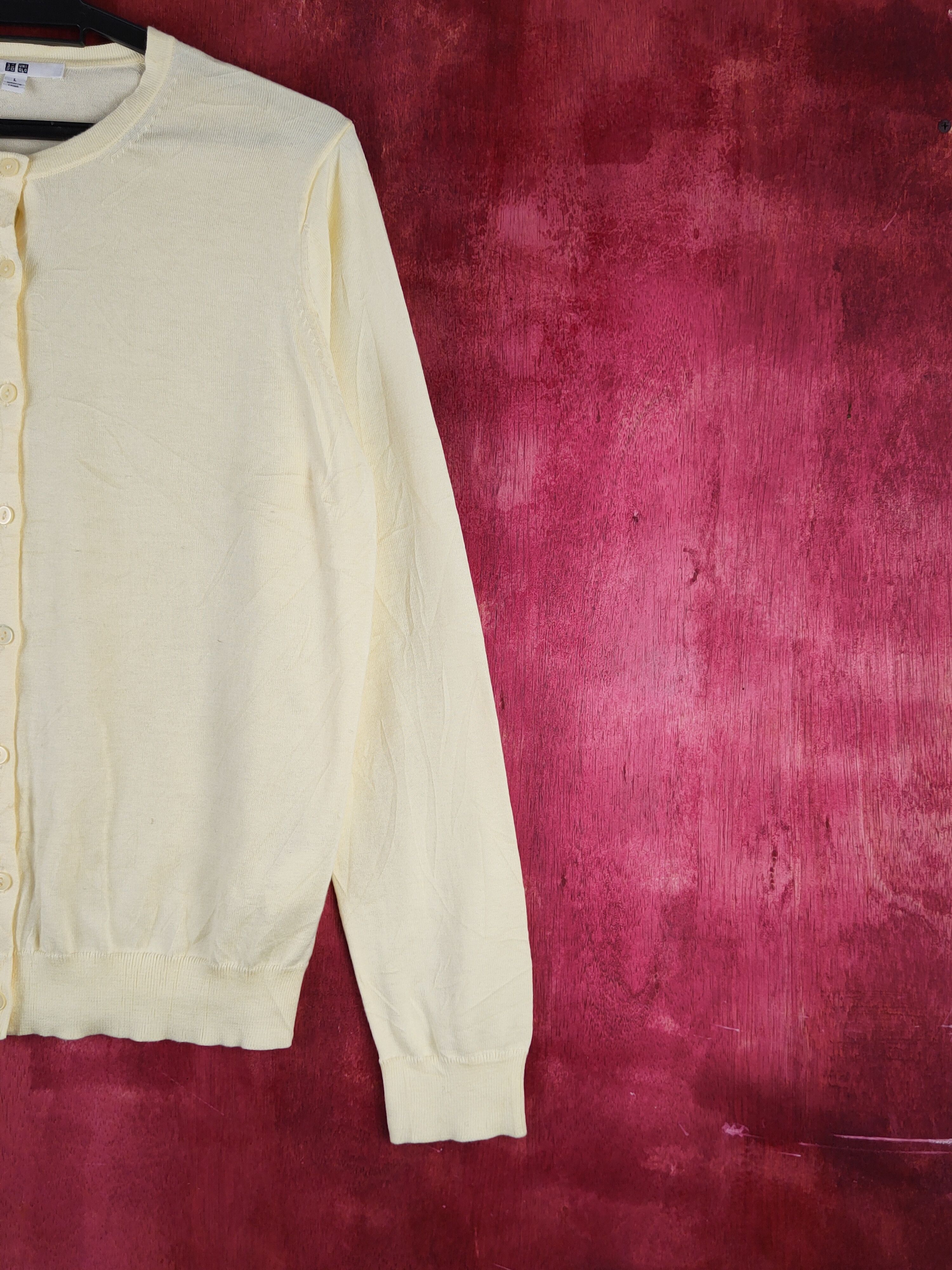 Japanese Brand Uniqlo Light Yellow Knitwear Cardigan #S1254 Size L / US 10 / IT 46 - 5 Thumbnail