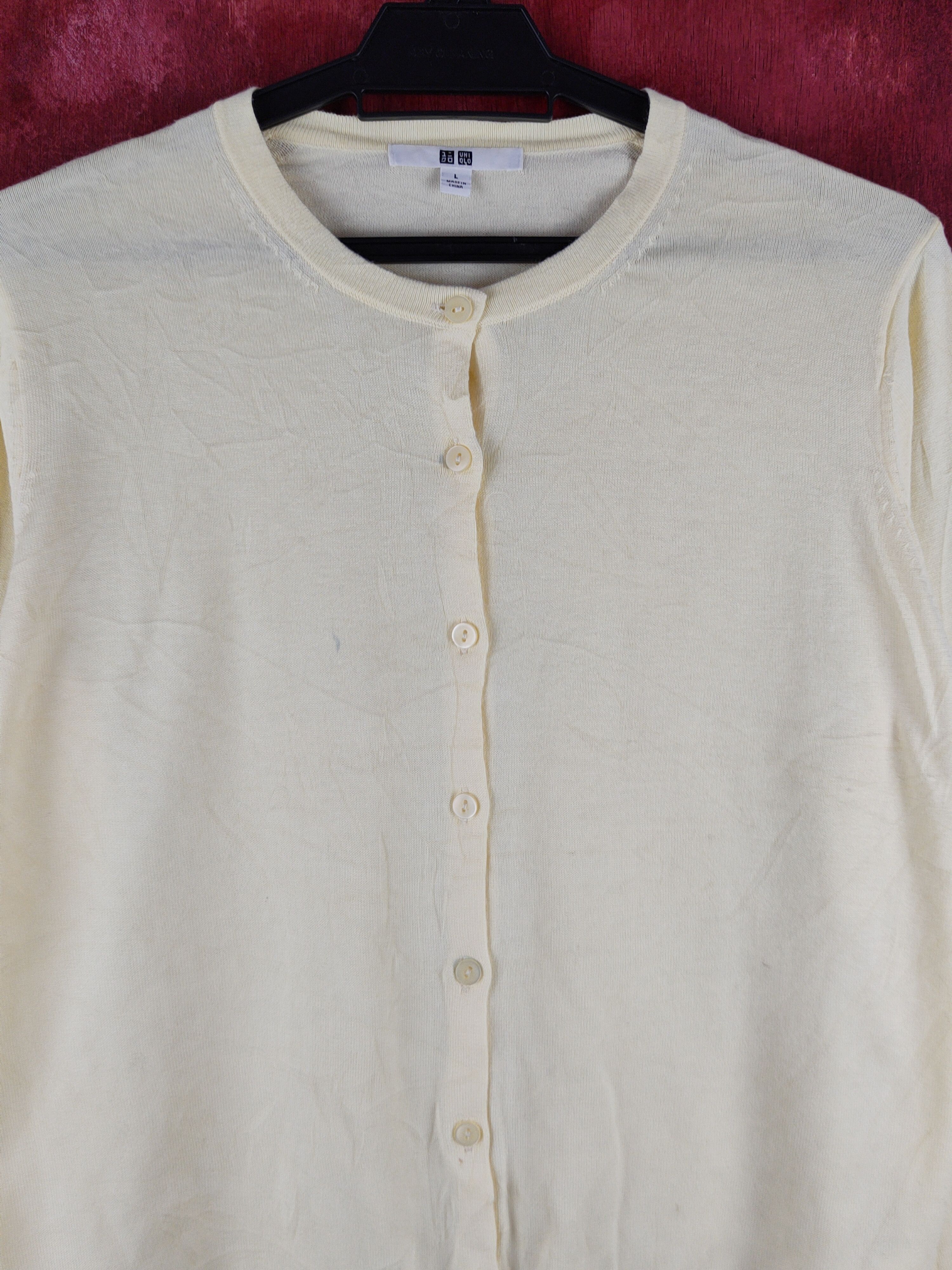 Japanese Brand Uniqlo Light Yellow Knitwear Cardigan #S1254 Size L / US 10 / IT 46 - 2 Thumbnail