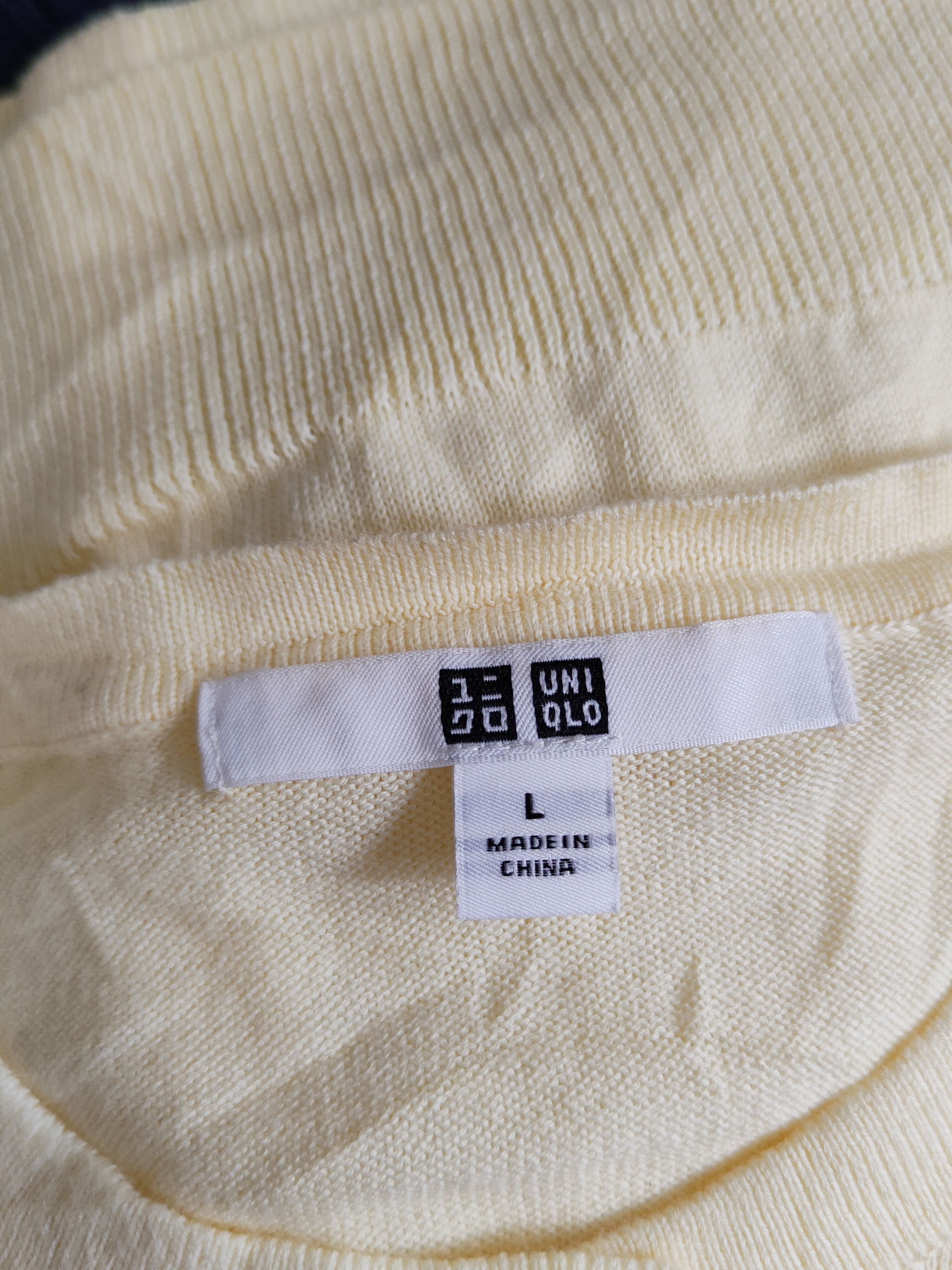 Japanese Brand Uniqlo Light Yellow Knitwear Cardigan #S1254 Size L / US 10 / IT 46 - 11 Thumbnail