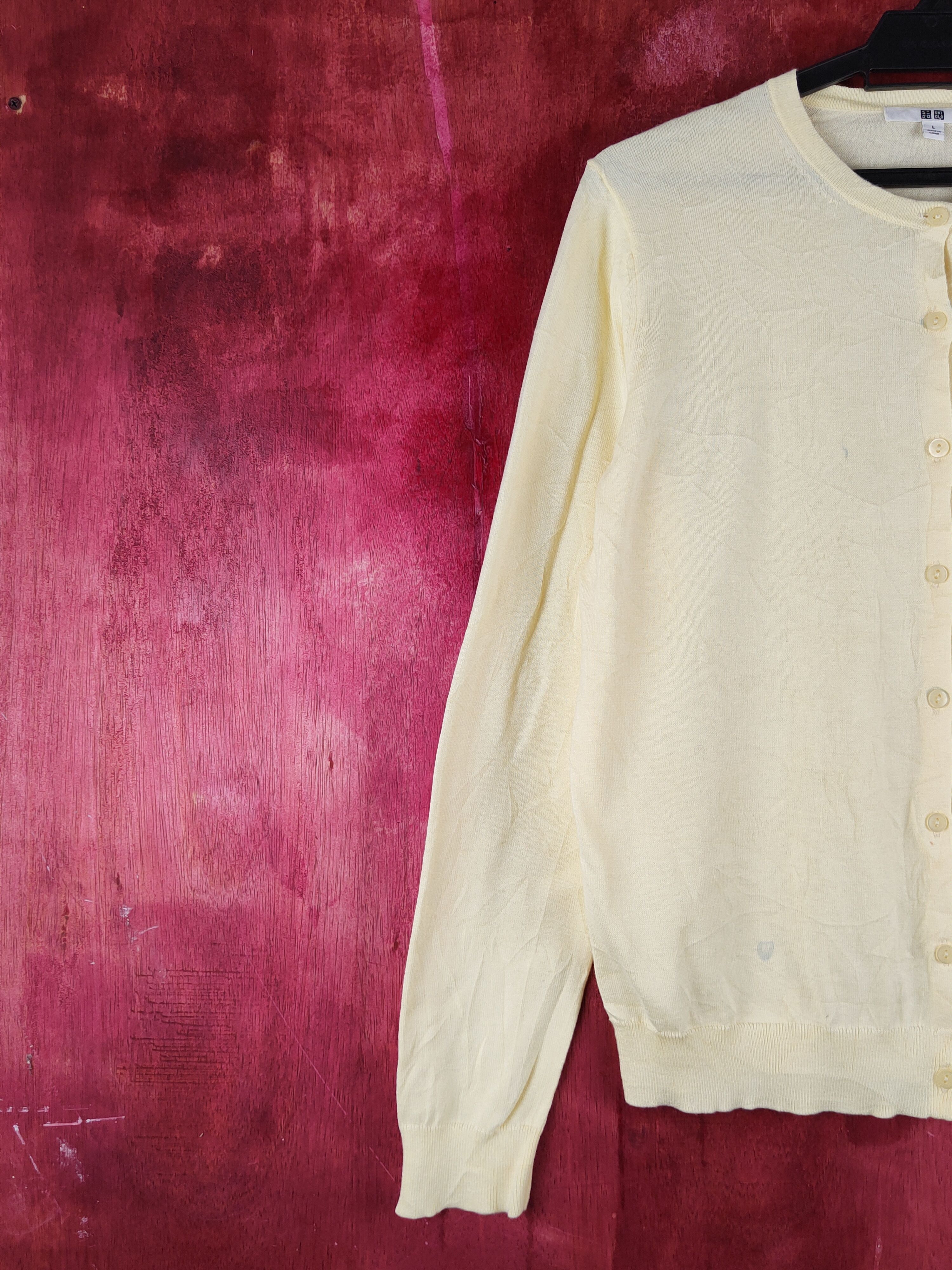 Japanese Brand Uniqlo Light Yellow Knitwear Cardigan #S1254 Size L / US 10 / IT 46 - 3 Thumbnail