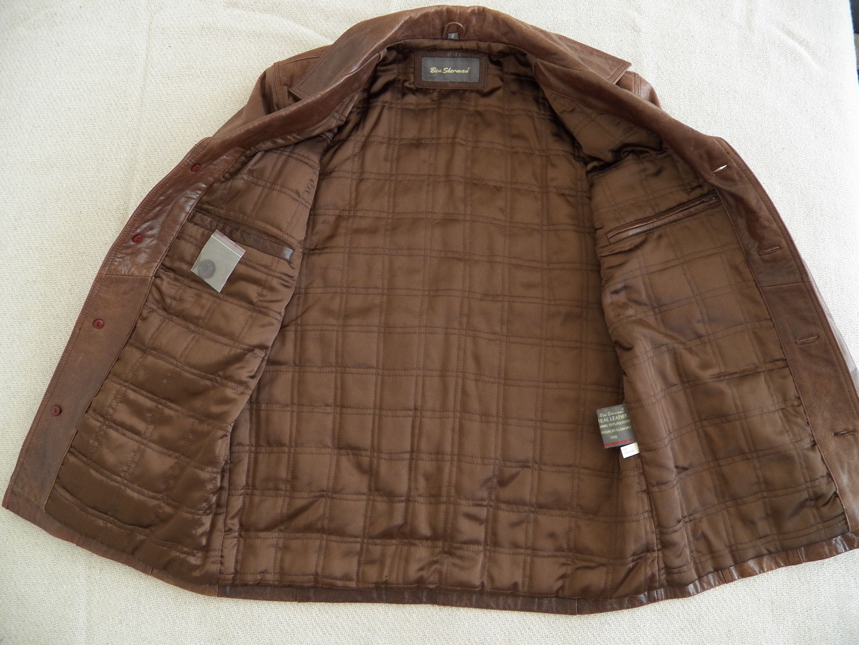 Ben Sherman Y2K 90s Ben Sherman Leather Mens JACKET Brown Button Warm Size US S / EU 44-46 / 1 - 5 Thumbnail