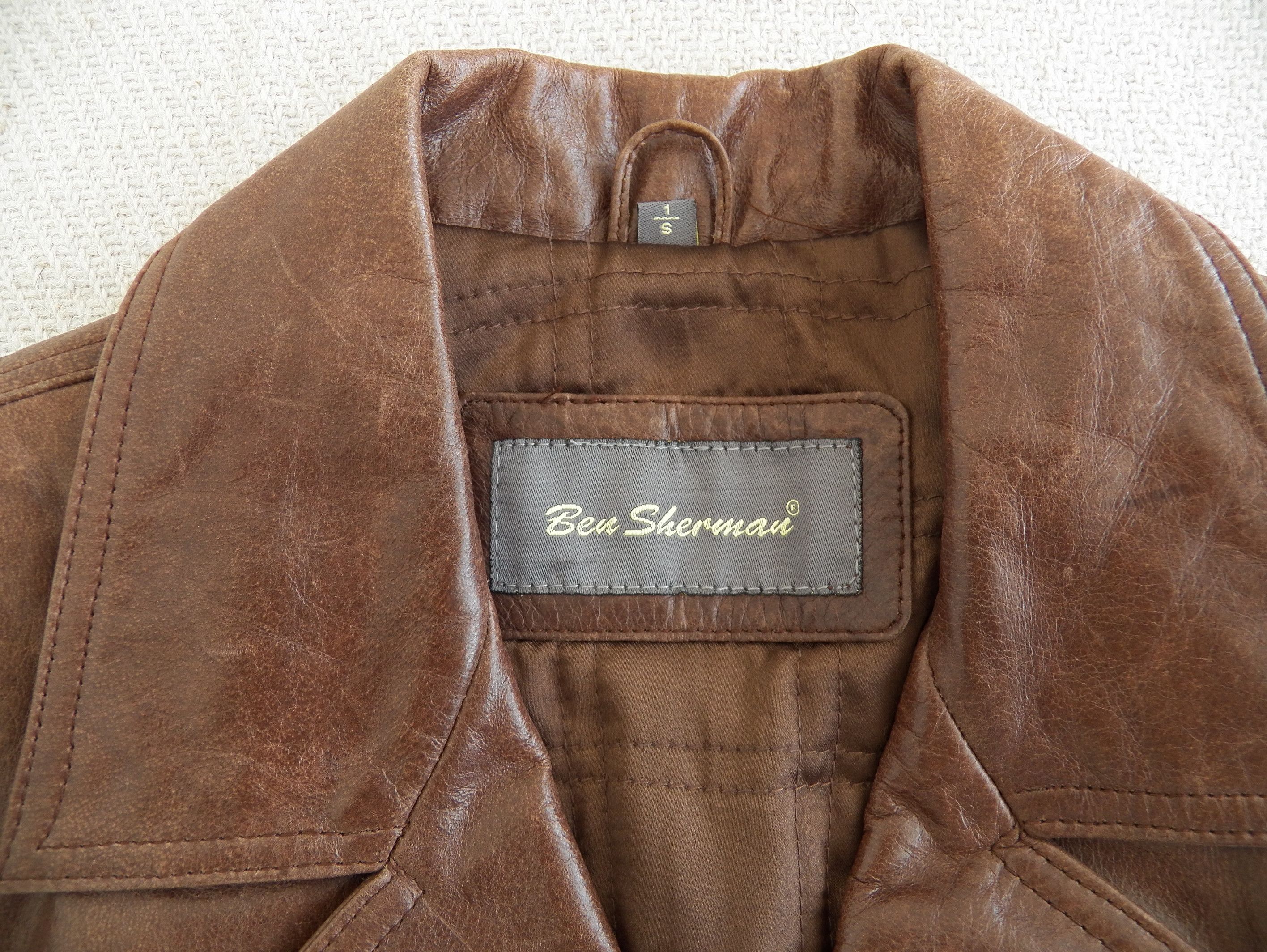 Ben Sherman Y2K 90s Ben Sherman Leather Mens JACKET Brown Button Warm Size US S / EU 44-46 / 1 - 3 Thumbnail
