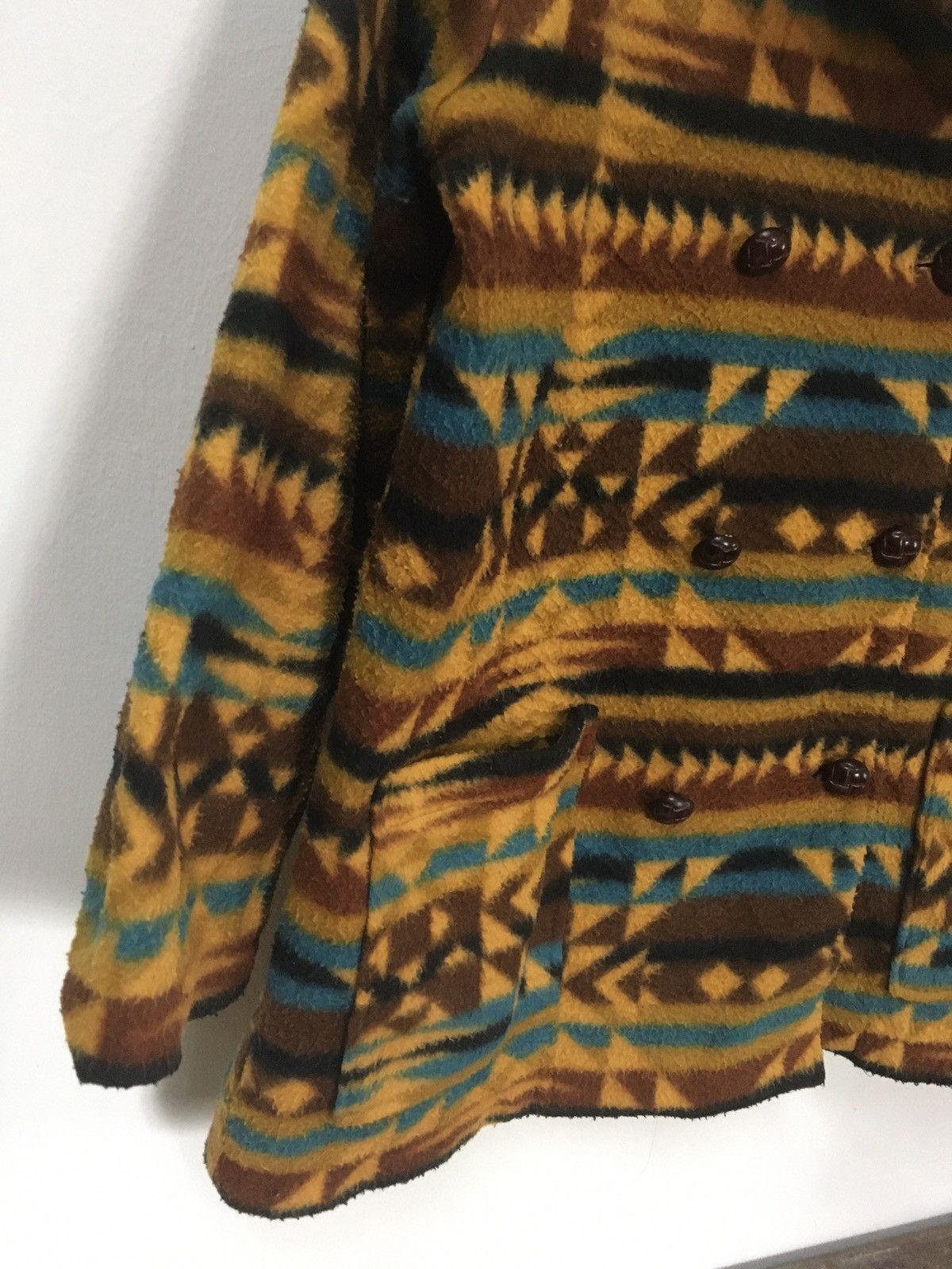 Japanese Brand Vintage Clover Pigeon Fleece Geometric Motive Coat Jacket Size US L / EU 52-54 / 3 - 6 Thumbnail