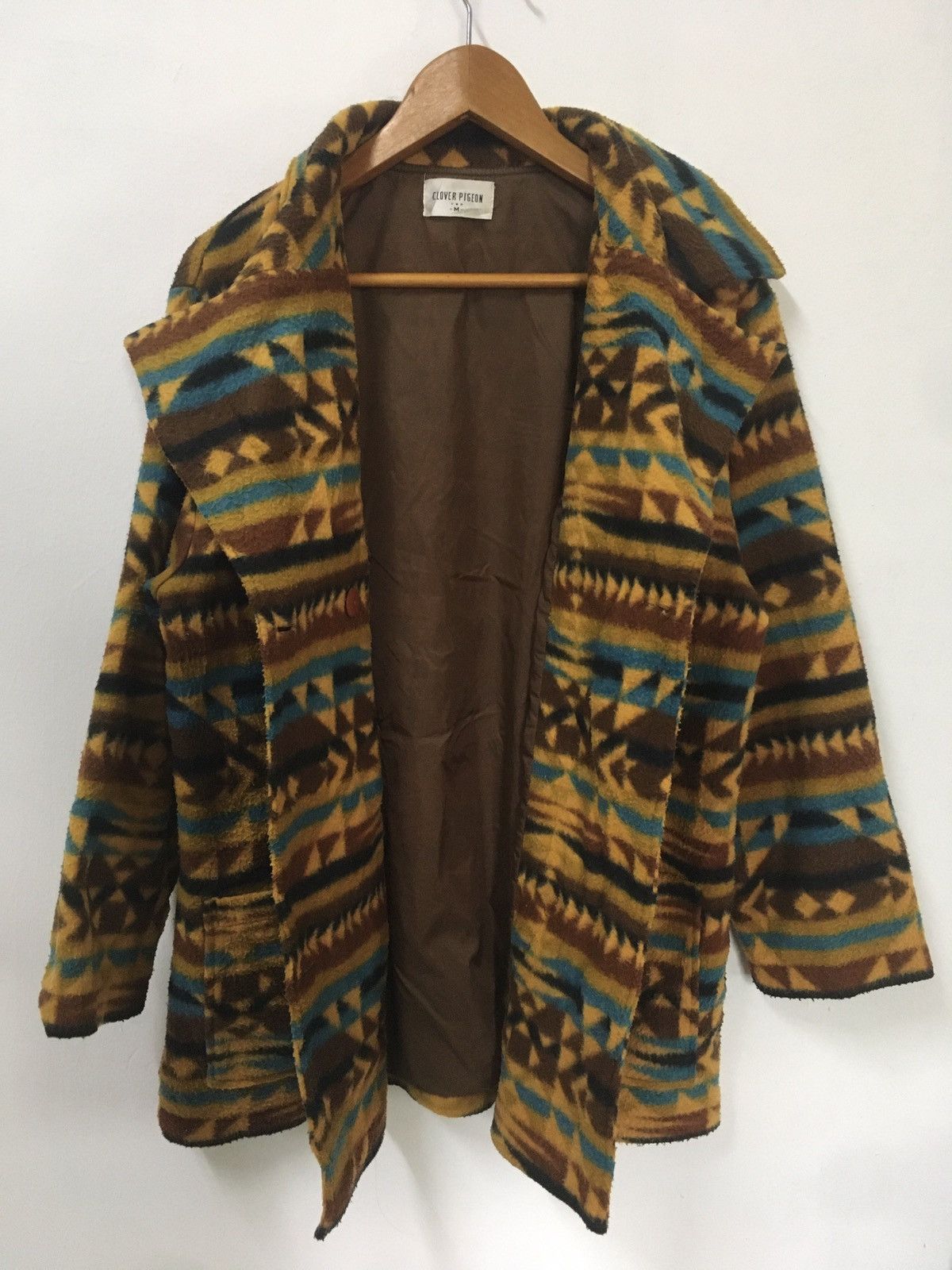 Japanese Brand Vintage Clover Pigeon Fleece Geometric Motive Coat Jacket Size US L / EU 52-54 / 3 - 3 Thumbnail