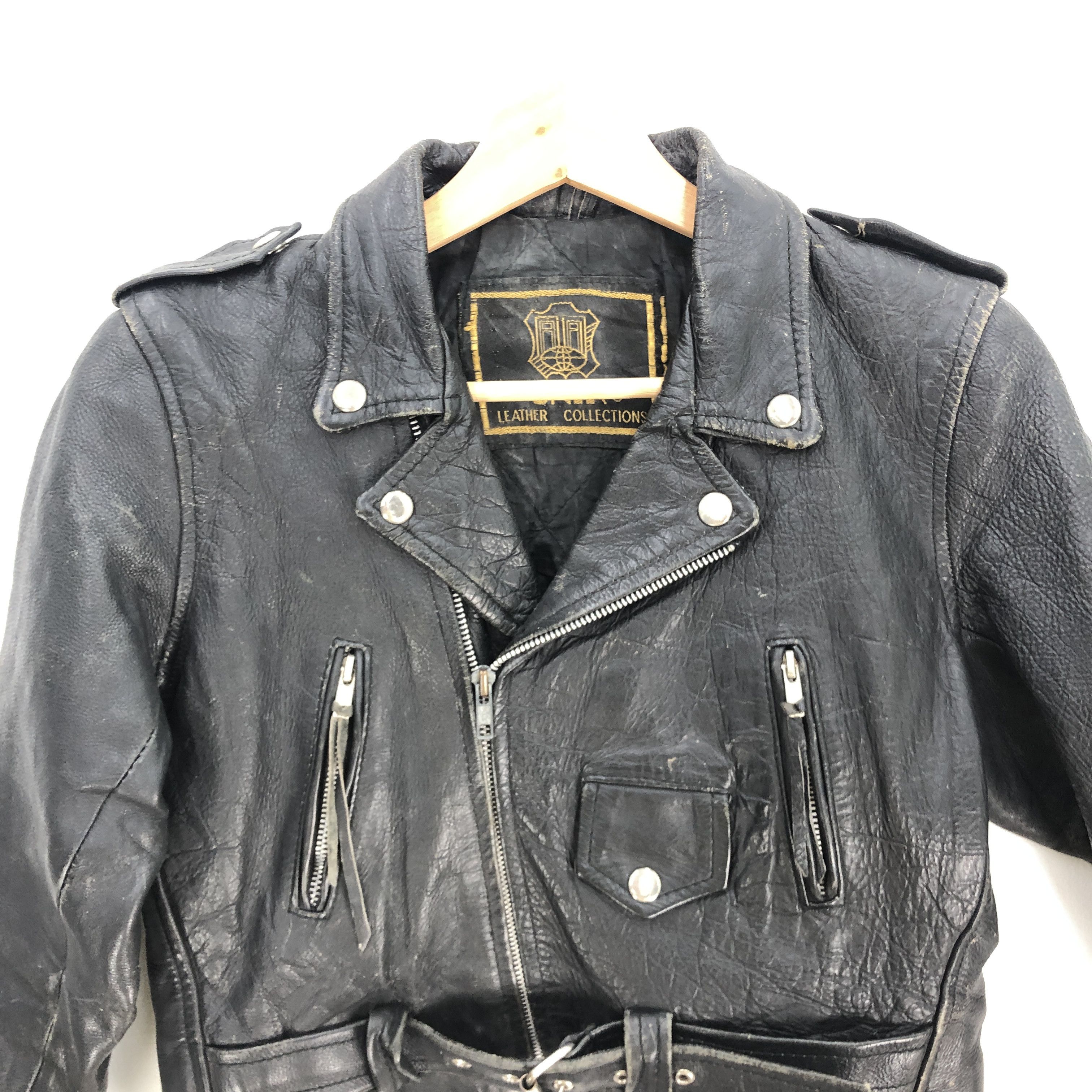 Leather Vintage Unik Genuine Leather Jackets Punk Leather Jacket Size XS / US 0-2 / IT 36-38 - 4 Thumbnail
