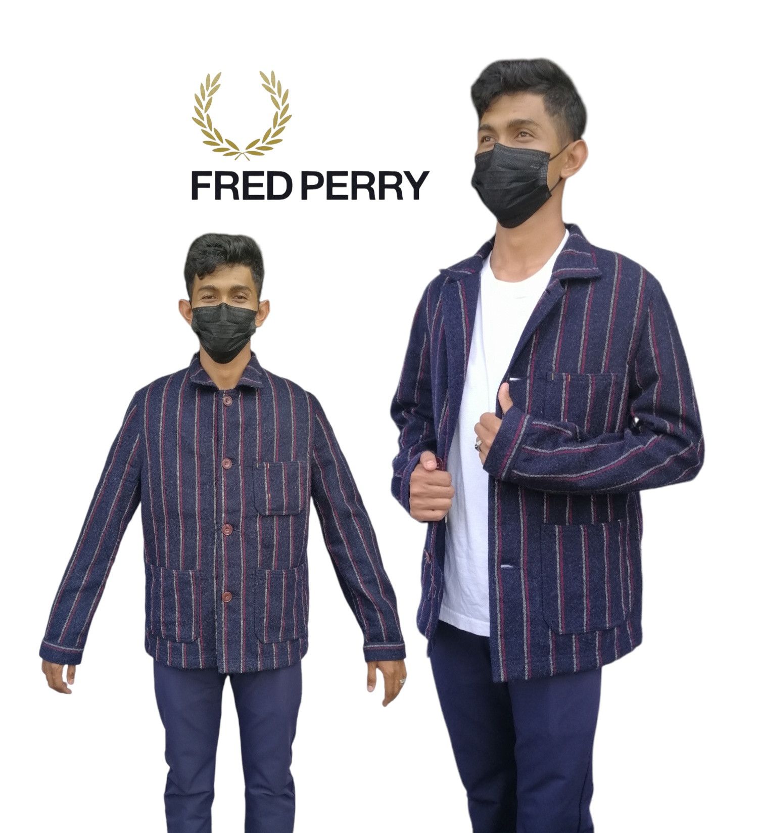 Vintage FRED PERRY Japan Wool Fabric Striped Pattern Jacket | Grailed