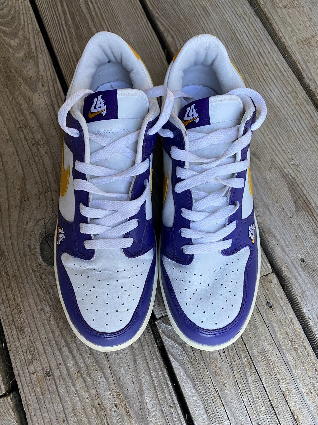 Nike Vintage Y2K Nike Dunk Low NBA LA Lakers Sneakers Size US 10 / EU 43 - 4 Thumbnail