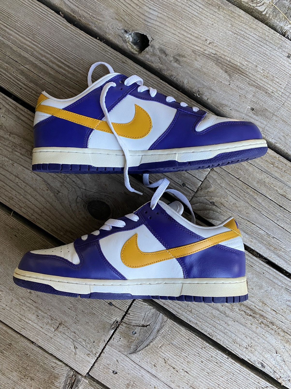 Nike Vintage Y2K Nike Dunk Low NBA LA Lakers Sneakers Size US 10 / EU 43 - 2 Thumbnail