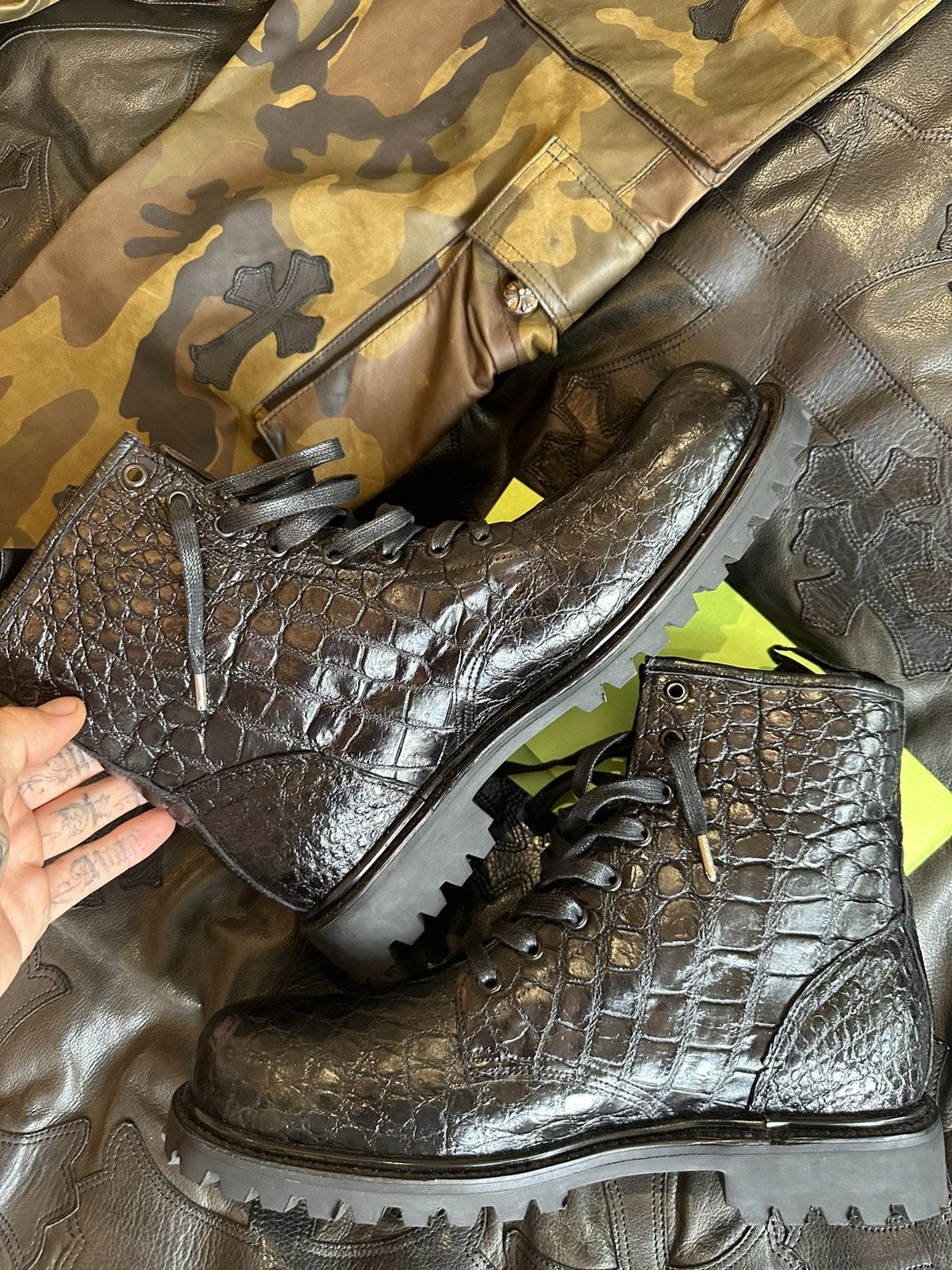 Enfants Riches Deprimes ERD 1/1 Alligator Crocodile Leather RUNWAY BOOTS Size US 11.5 / EU 44-45 - 8 Thumbnail