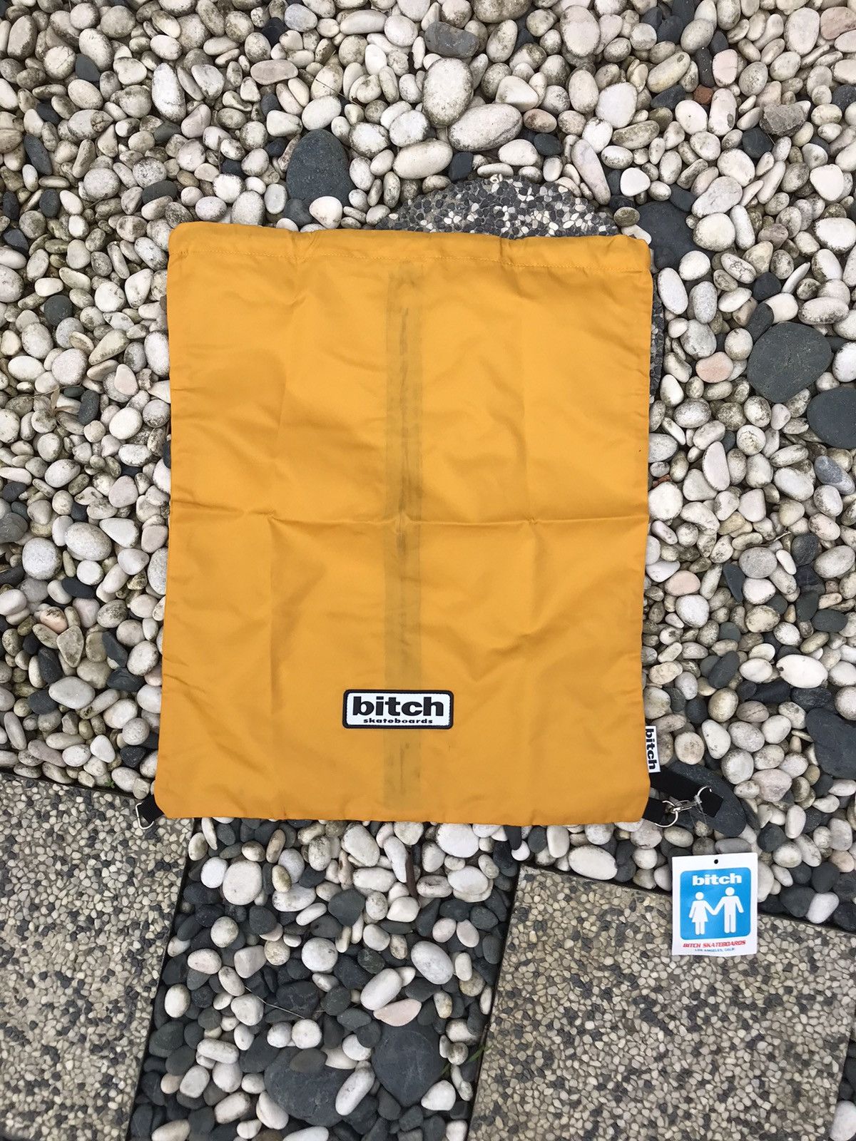 Archival Clothing x Girl Skateboards Authentic Nos 90's Bitch Skateboards Crossbody Drawstring Bag in White