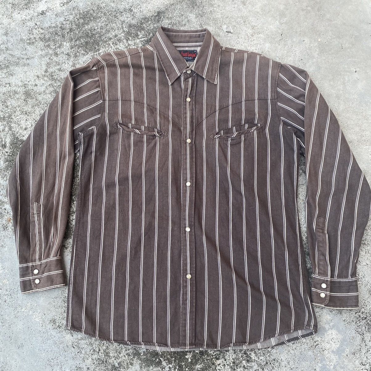 Flannel × Japanese Brand × Vintage Vintage Japanese Stripes Chembrey Button Up Flannel Size US L / EU 52-54 / 3 - 3 Thumbnail