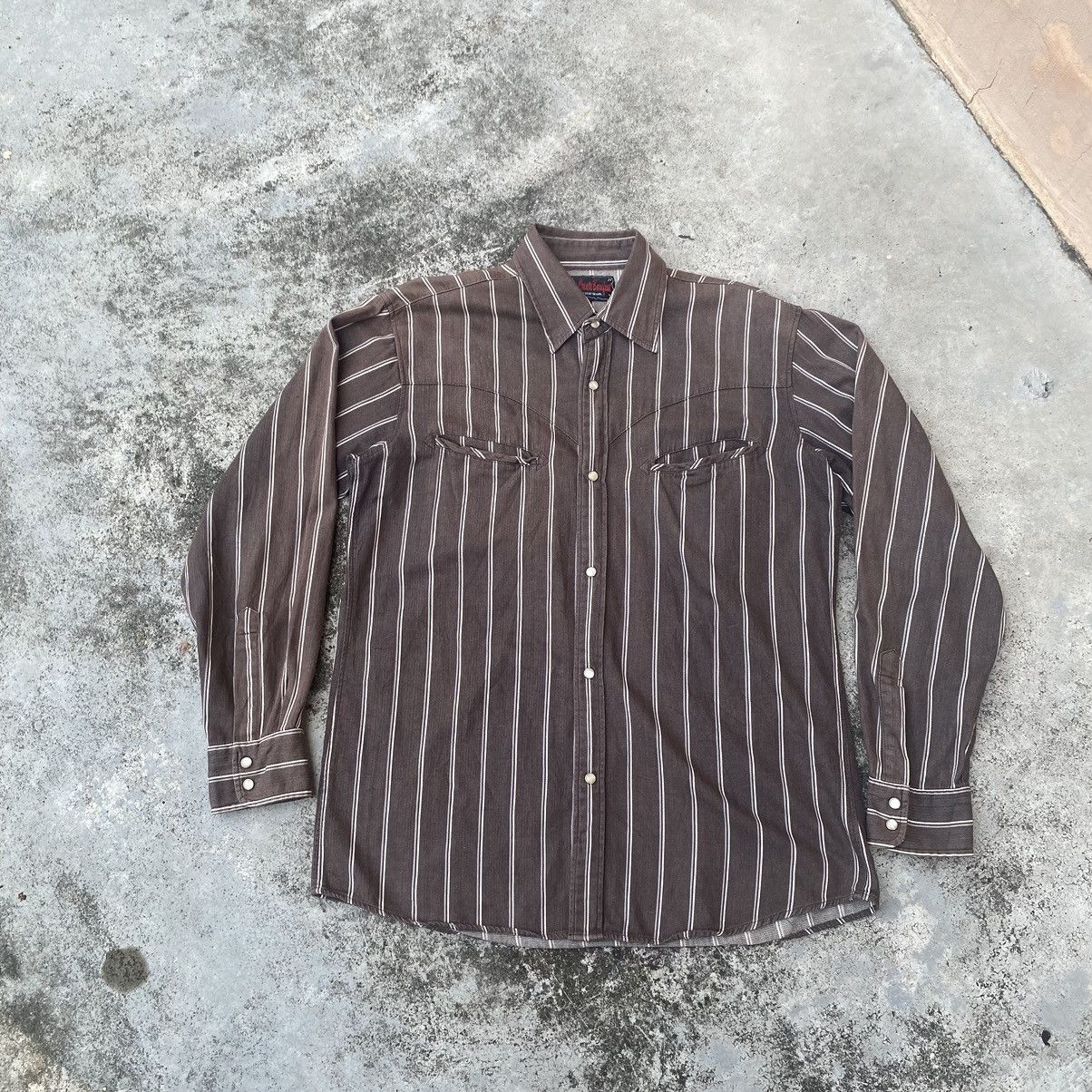 Flannel × Japanese Brand × Vintage Vintage Japanese Stripes Chembrey Button Up Flannel Size US L / EU 52-54 / 3 - 1 Thumbnail
