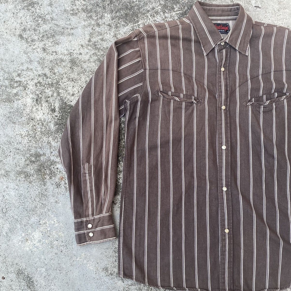 Flannel × Japanese Brand × Vintage Vintage Japanese Stripes Chembrey Button Up Flannel Size US L / EU 52-54 / 3 - 5 Thumbnail