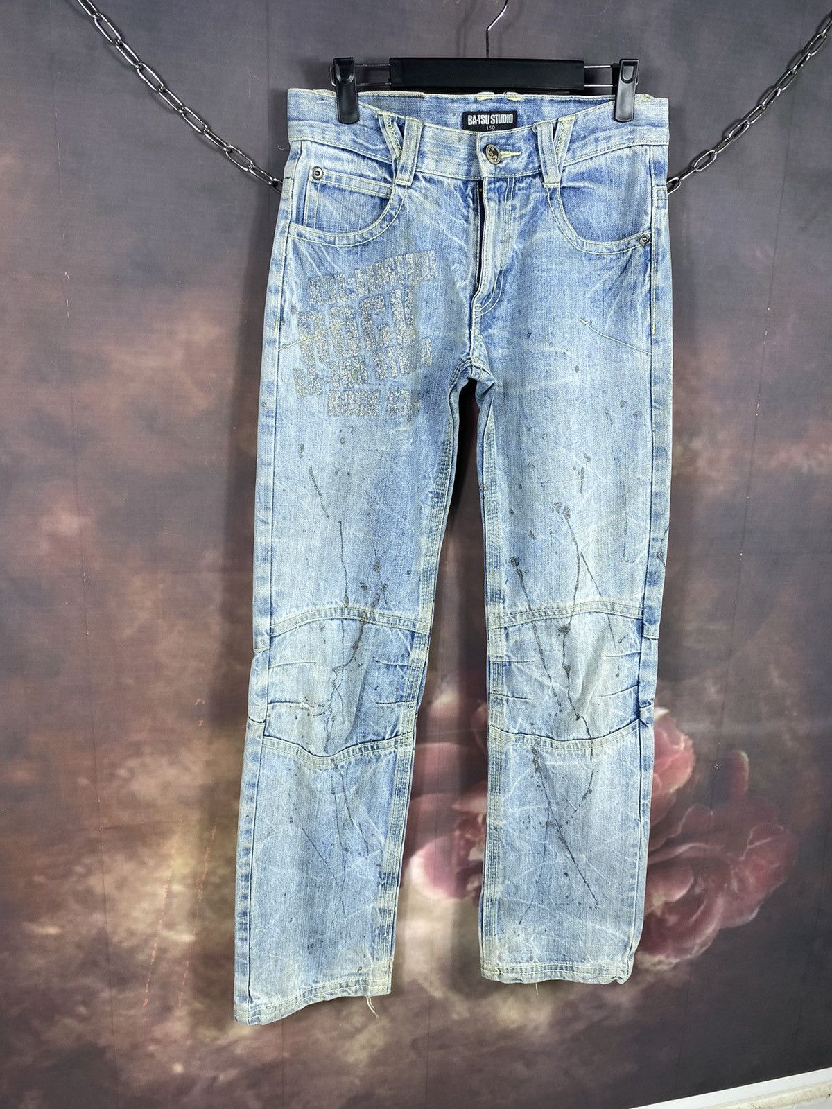 If Six Was Nine × Japanese Brand × Vintage Vintage Ba-Tsu Studio Splatter Distressed Biker Jeans Size US 29 - 3 Thumbnail