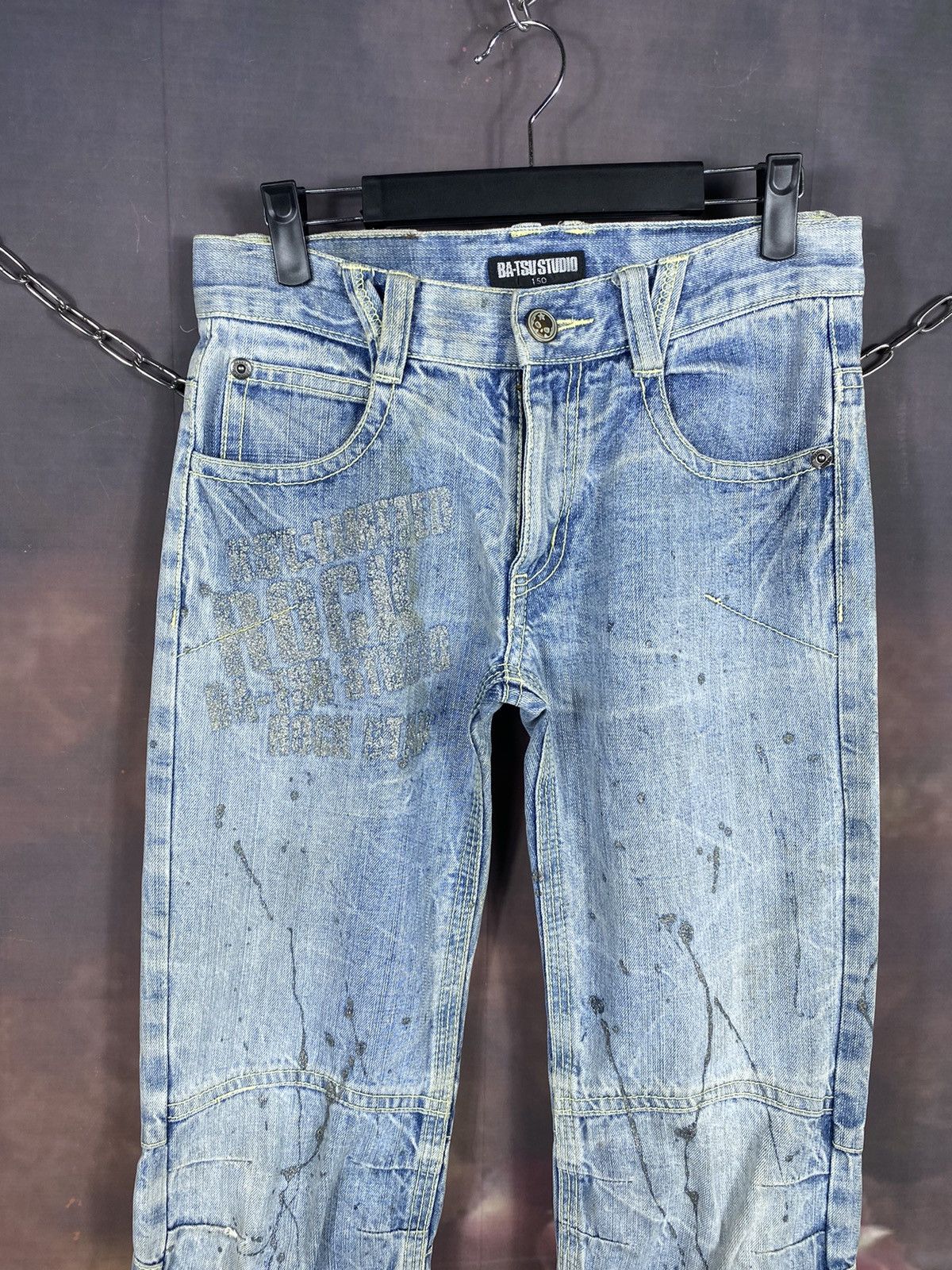 If Six Was Nine × Japanese Brand × Vintage Vintage Ba-Tsu Studio Splatter Distressed Biker Jeans Size US 29 - 4 Thumbnail