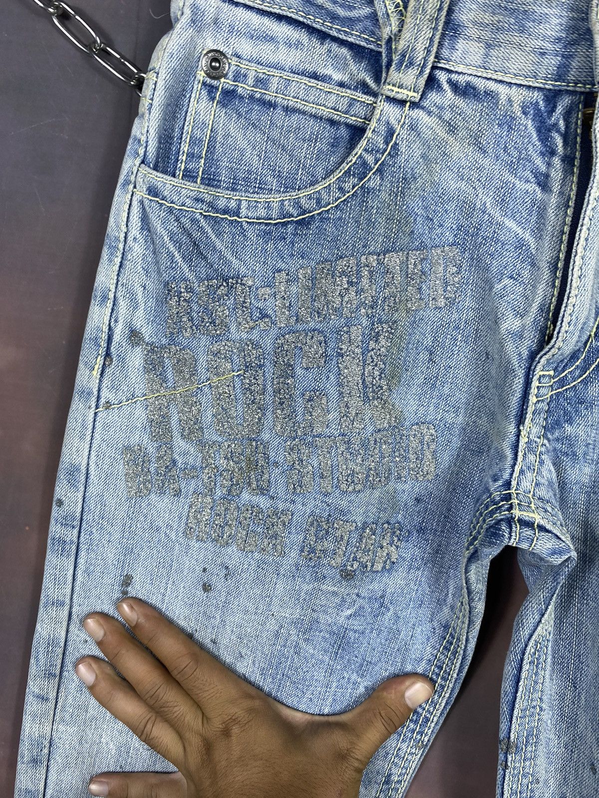 If Six Was Nine × Japanese Brand × Vintage Vintage Ba-Tsu Studio Splatter Distressed Biker Jeans Size US 29 - 7 Thumbnail