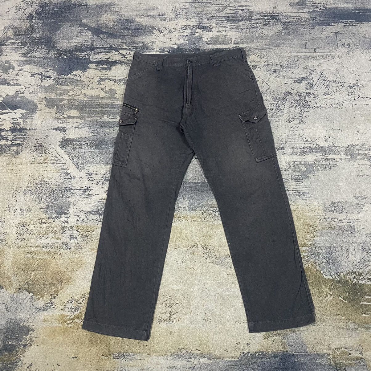 image of Vintage Japanese Stain Worker Cargo Pants in Dark Grey, Men's (Size 34)