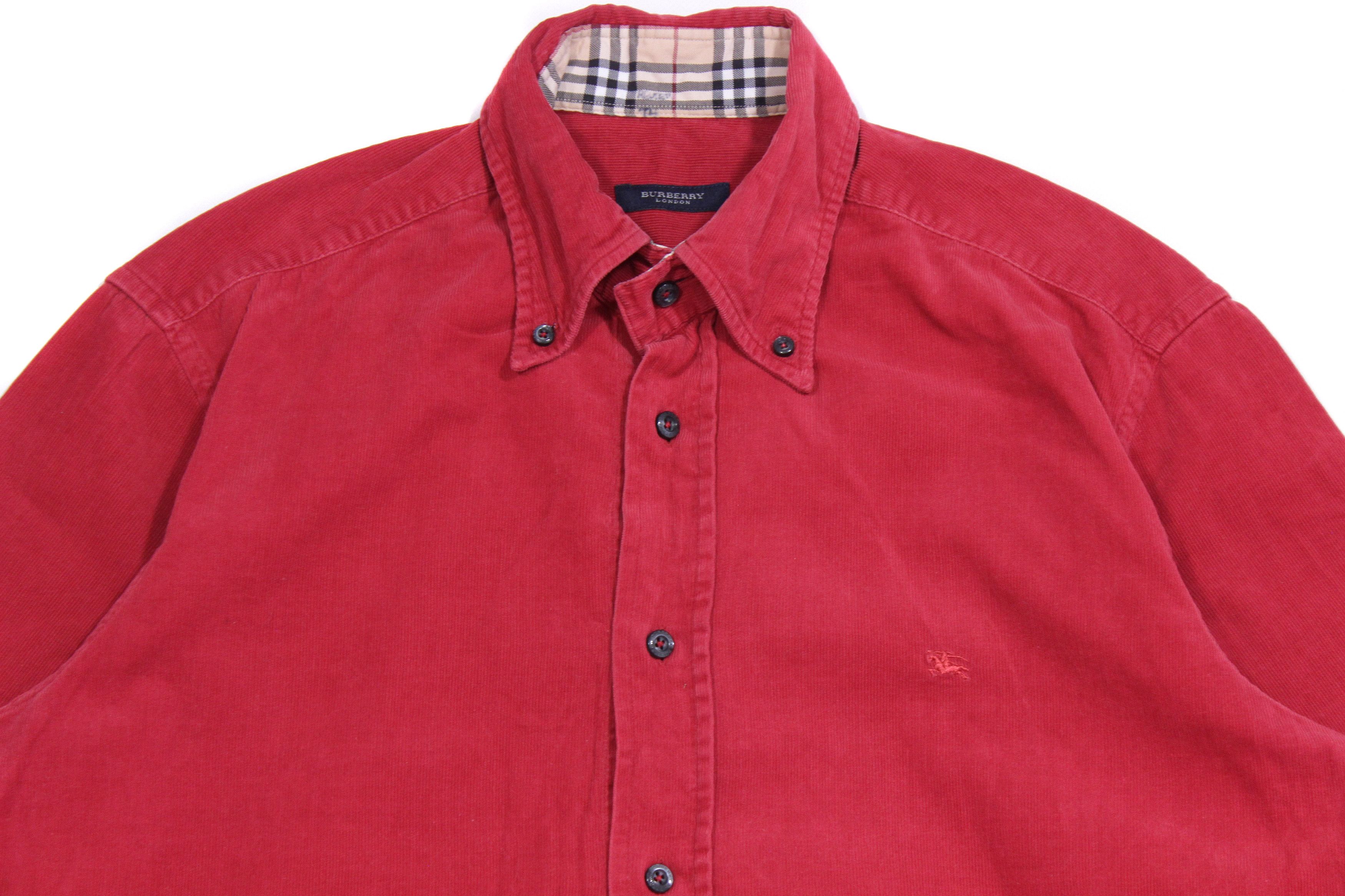 Burberry Logo Nova Check Corduroy Shirt 00S Vintage Size US L / EU 52-54 / 3 - 3 Thumbnail