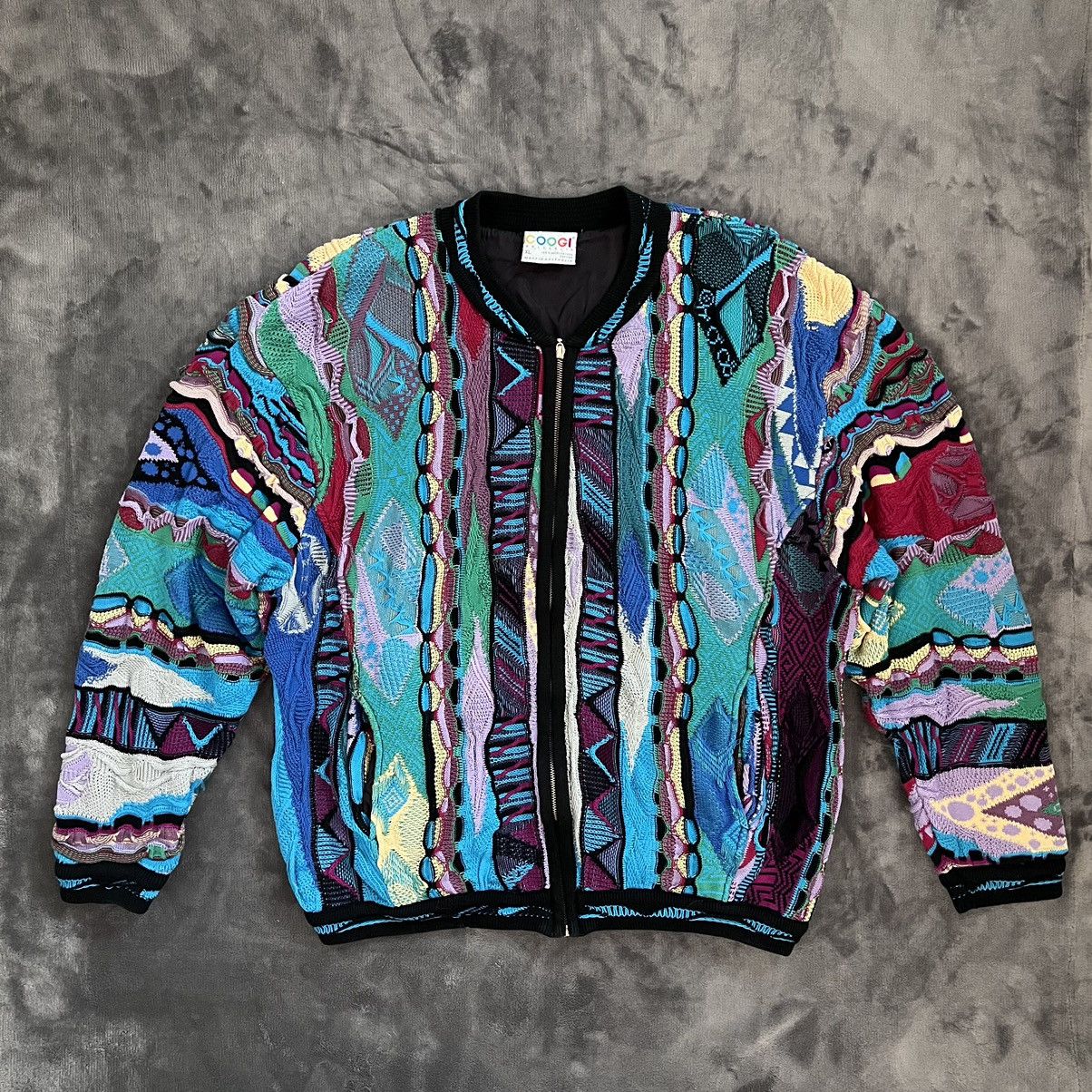 トップス COOGI MERCERISED COTTON ZIP-UP BLOUSON Embroidered Coogi Zipup Hooded Sweatshirt As-is | Boardwalk Vintage