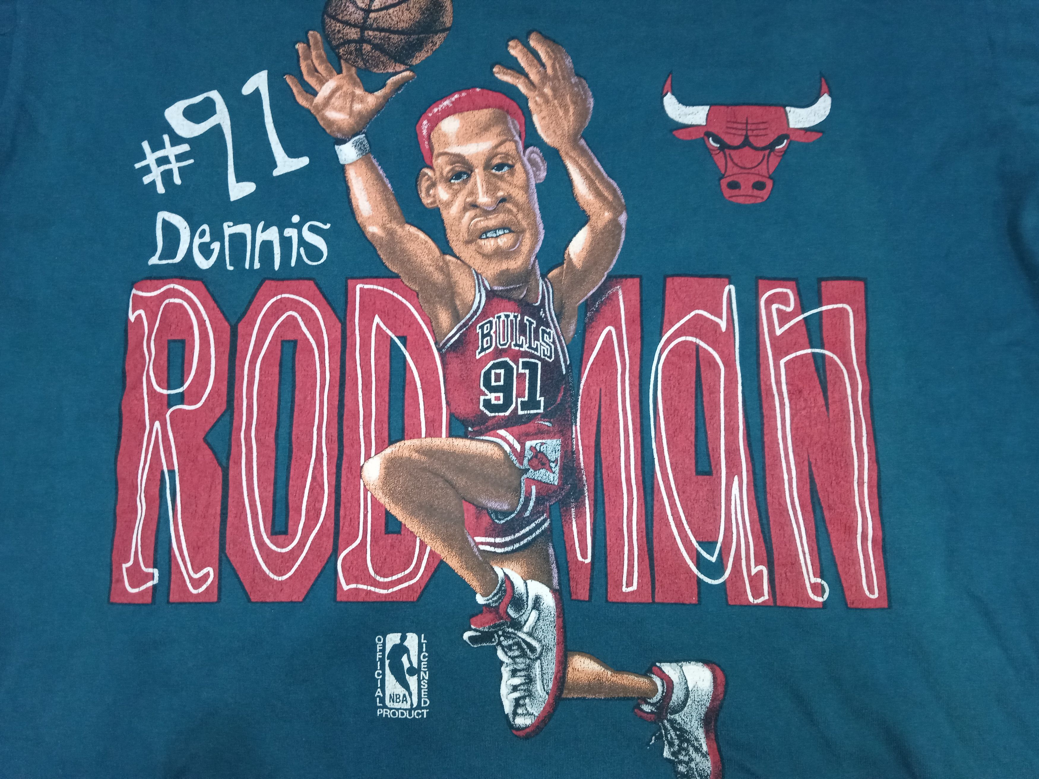 Vintage Vintage Dennis Rodman 90s T Shirt NBA Size US L / EU 52-54 / 3 - 4 Thumbnail