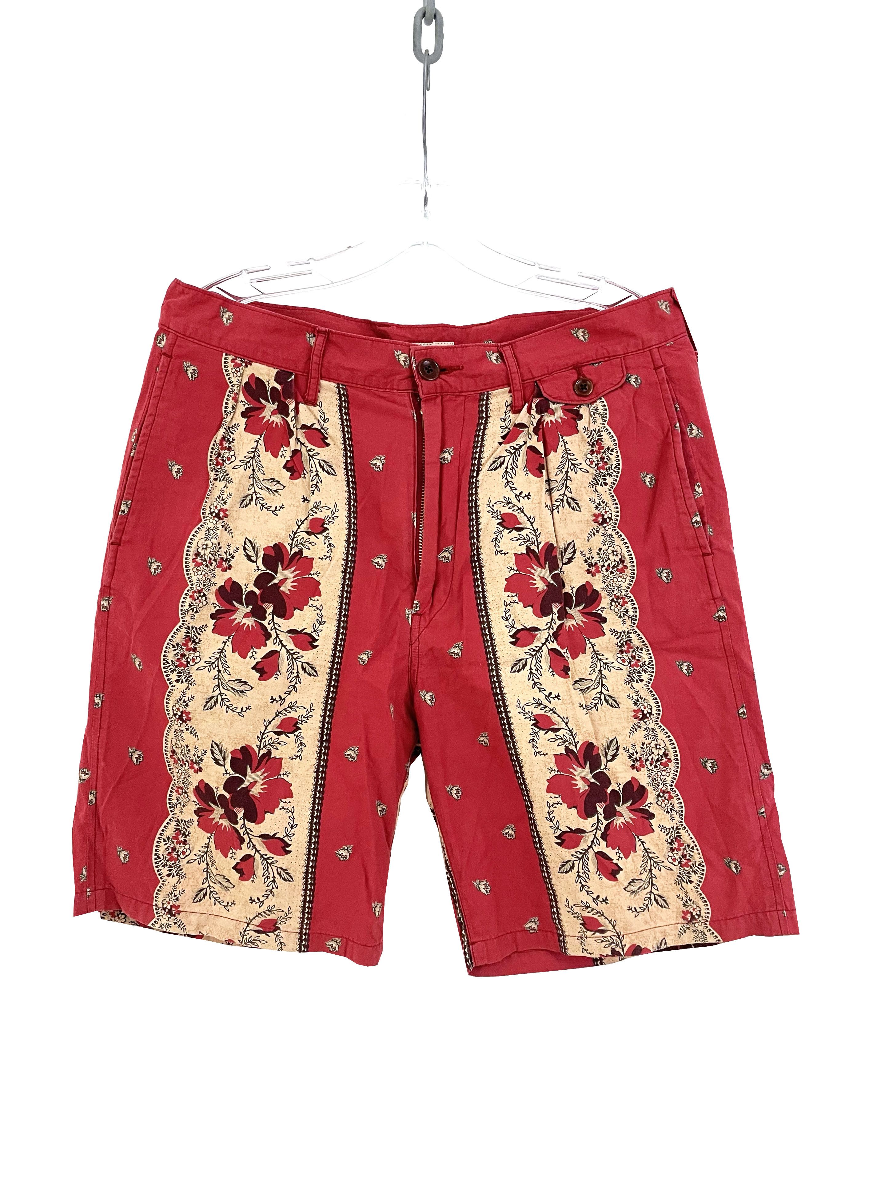 image of Kapital Floral Pattern Shorts in Red, Men's (Size 33)