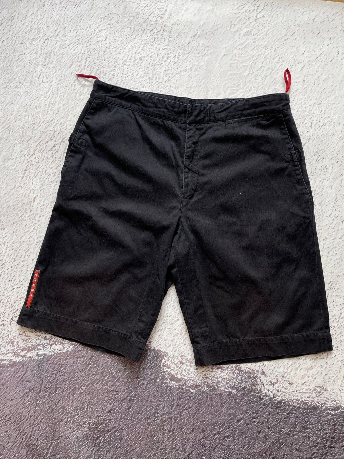 Pre-owned Prada X Vintage Prada Challenge 2003 Navy Red Tab Cotton Shorts