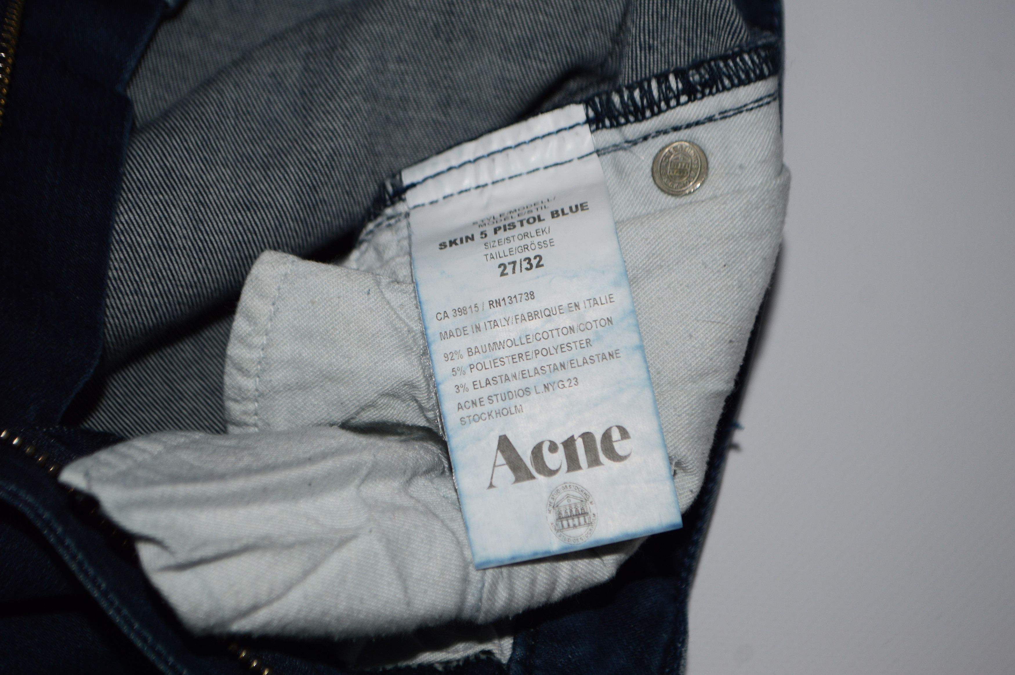 Acne Studios Acne Studios Skin 5 Pistol Blue Zip Women Jeans Size 27" / US 4 / IT 40 - 6 Thumbnail
