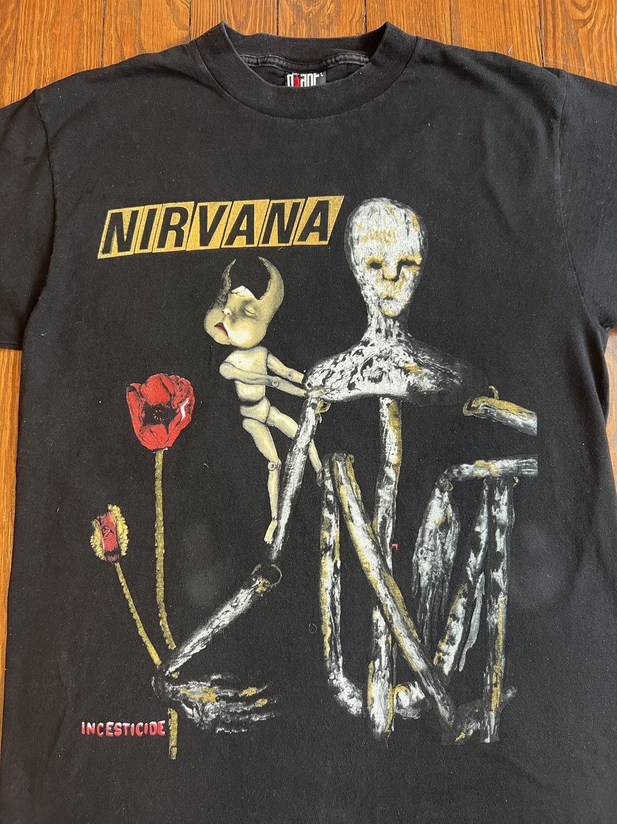 image of Band Tees x Nirvana Vintage 90's Nirvana Incesticide Kurt Cobain Shirt in Black, Men's (Size Large)