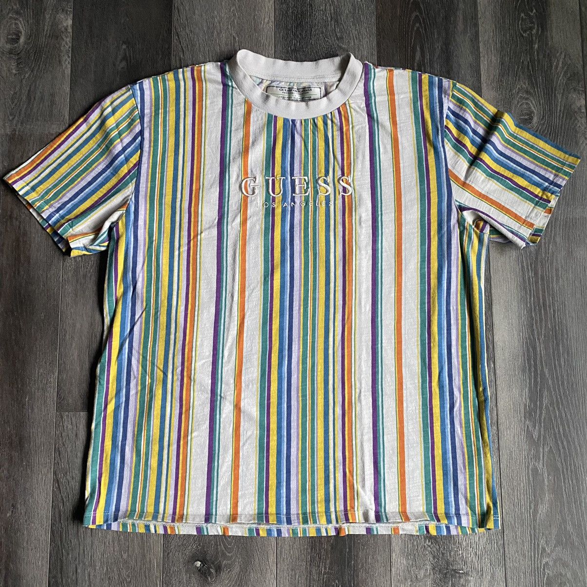 Guess Vintage Guess Originals Vertical Stripe Los Angeles T Shirt Size US L / EU 52-54 / 3 - 1 Thumbnail