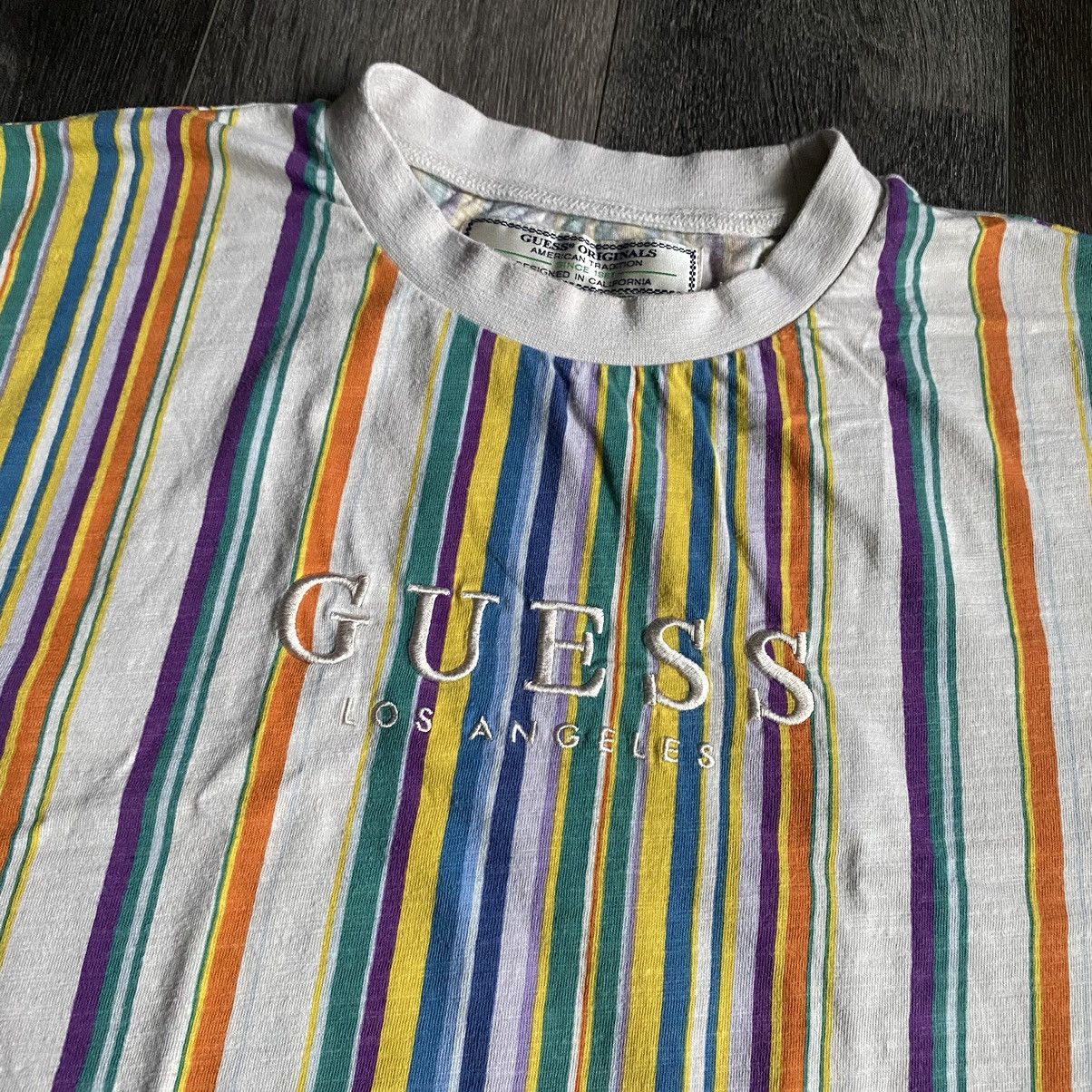 Guess Vintage Guess Originals Vertical Stripe Los Angeles T Shirt Size US L / EU 52-54 / 3 - 2 Thumbnail