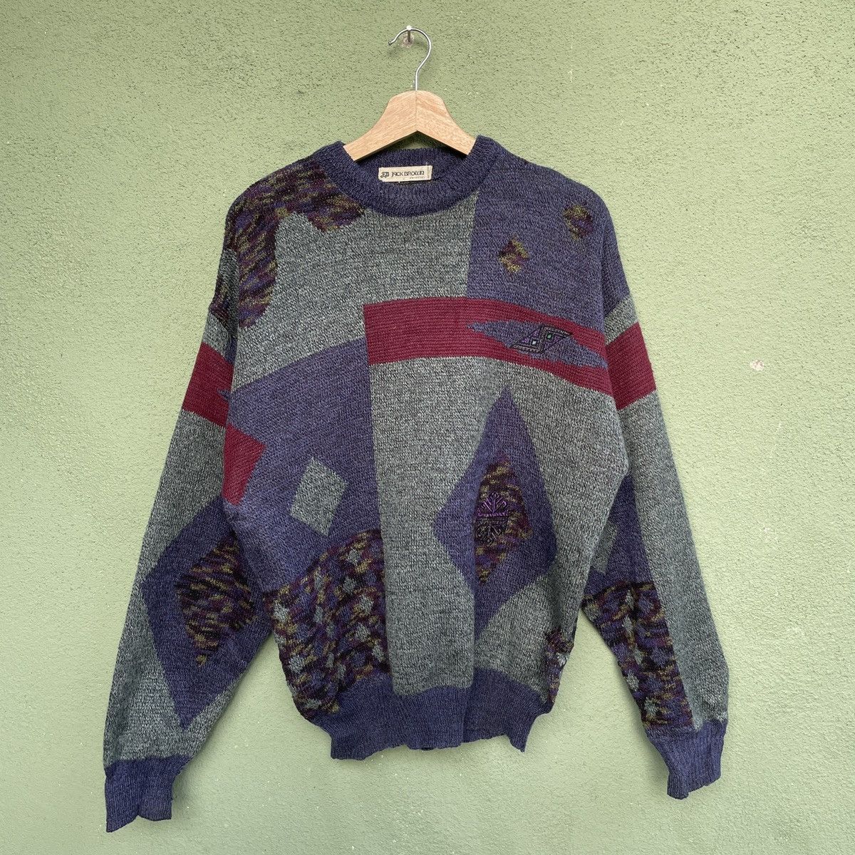 Japanese Brand Vintage KICK BROWN Rare Design Knitwear Sweater Jumper Size US L / EU 52-54 / 3 - 1 Thumbnail