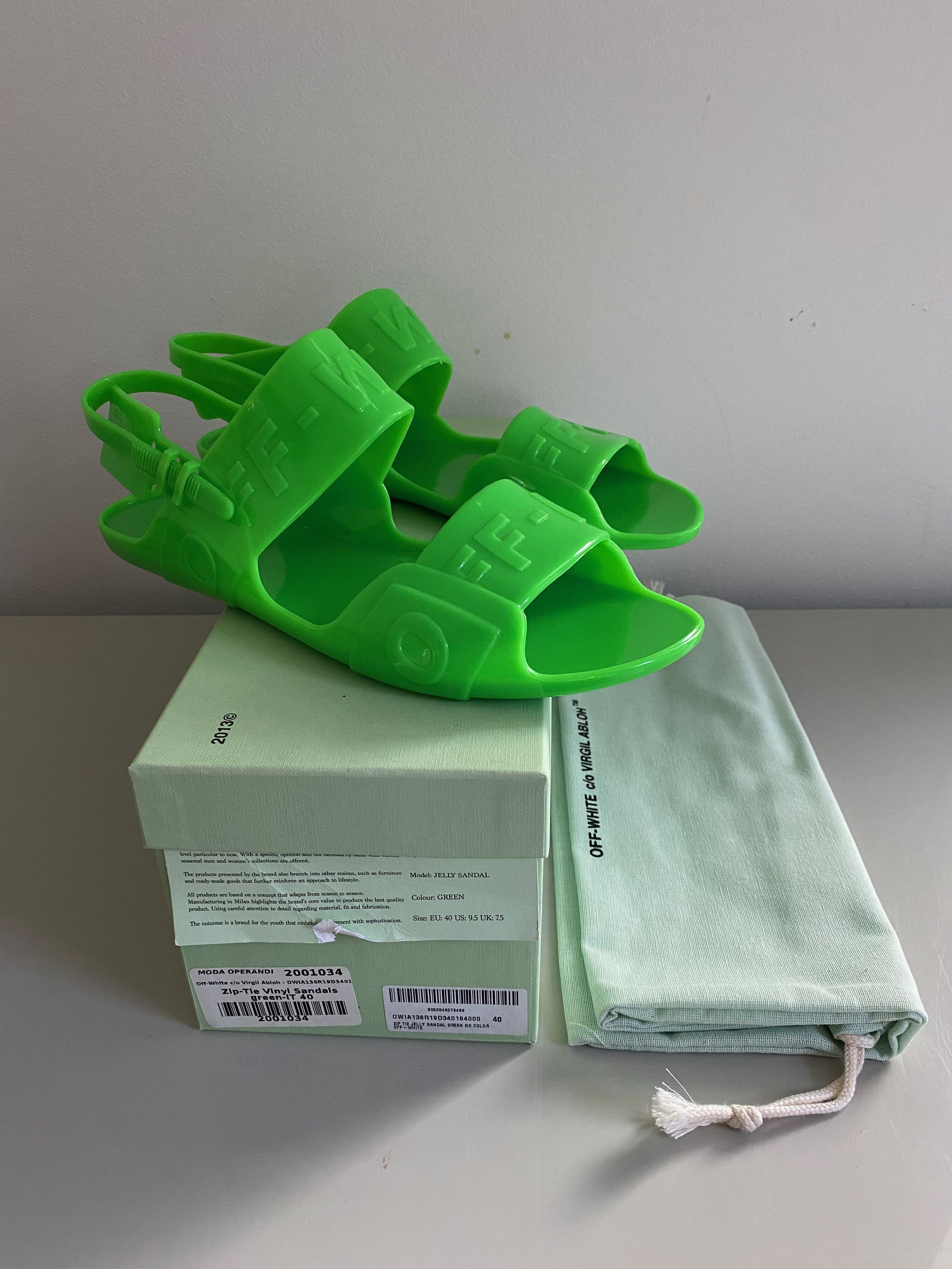 Off White NEW Off White Virgil Abloh Zip Tie Sandals Jelly Green 40 Grailed