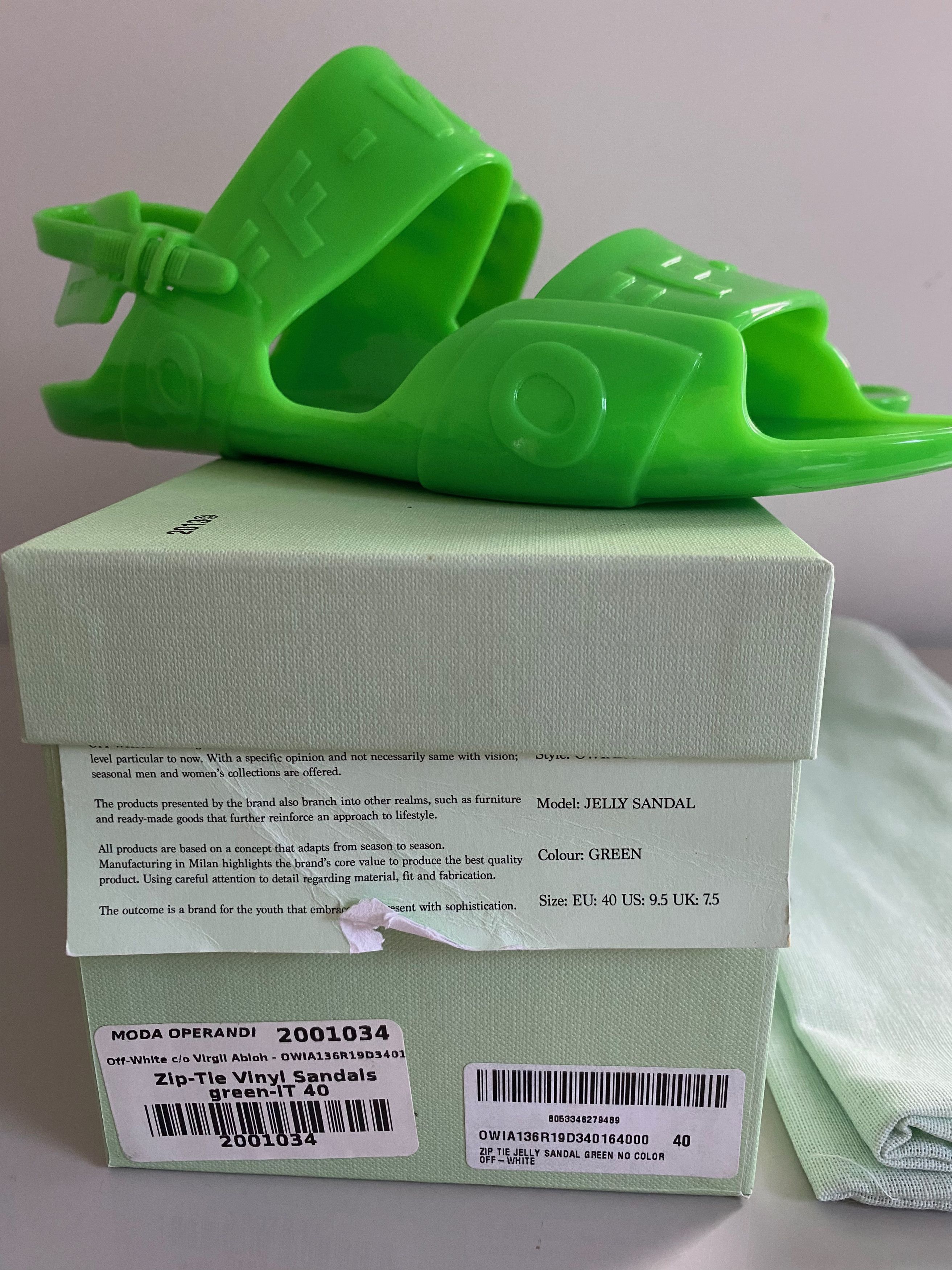 Off-White NEW Off-White Virgil Abloh Zip Tie Sandals Jelly Green 40 Size US 10 / IT 40 - 2 Thumbnail