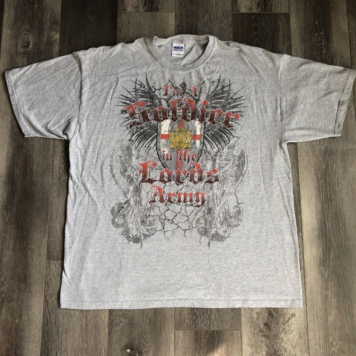 Vintage Vintage 2000s Y2K Im A Solider In The Lord Jesus Christ Army Size US XL / EU 56 / 4 - 1 Thumbnail